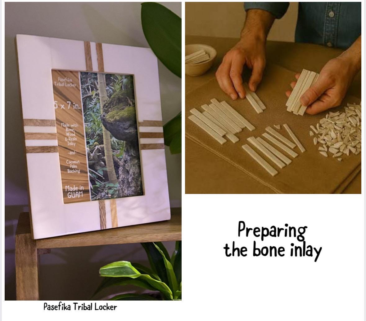 Polynesian Bone & Wood Inlay Picture Frame (5x7)