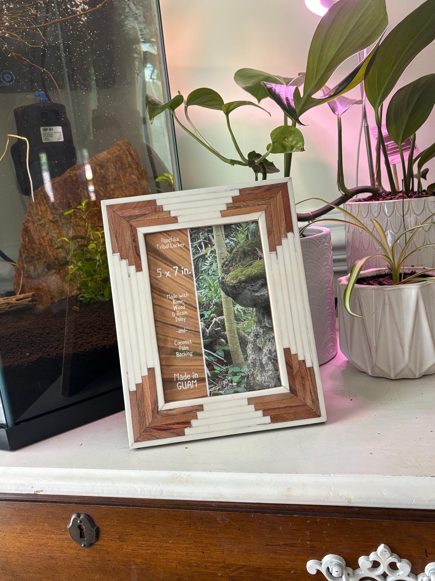 Polynesian Bone & Wood Inlay Picture Frame - 4x6 and 5x7 Unique Design