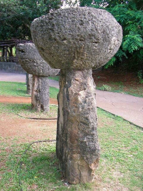 Chamorro Latte Stone Decor - Hand Carved Albesia Wood, Guam Souvenir
