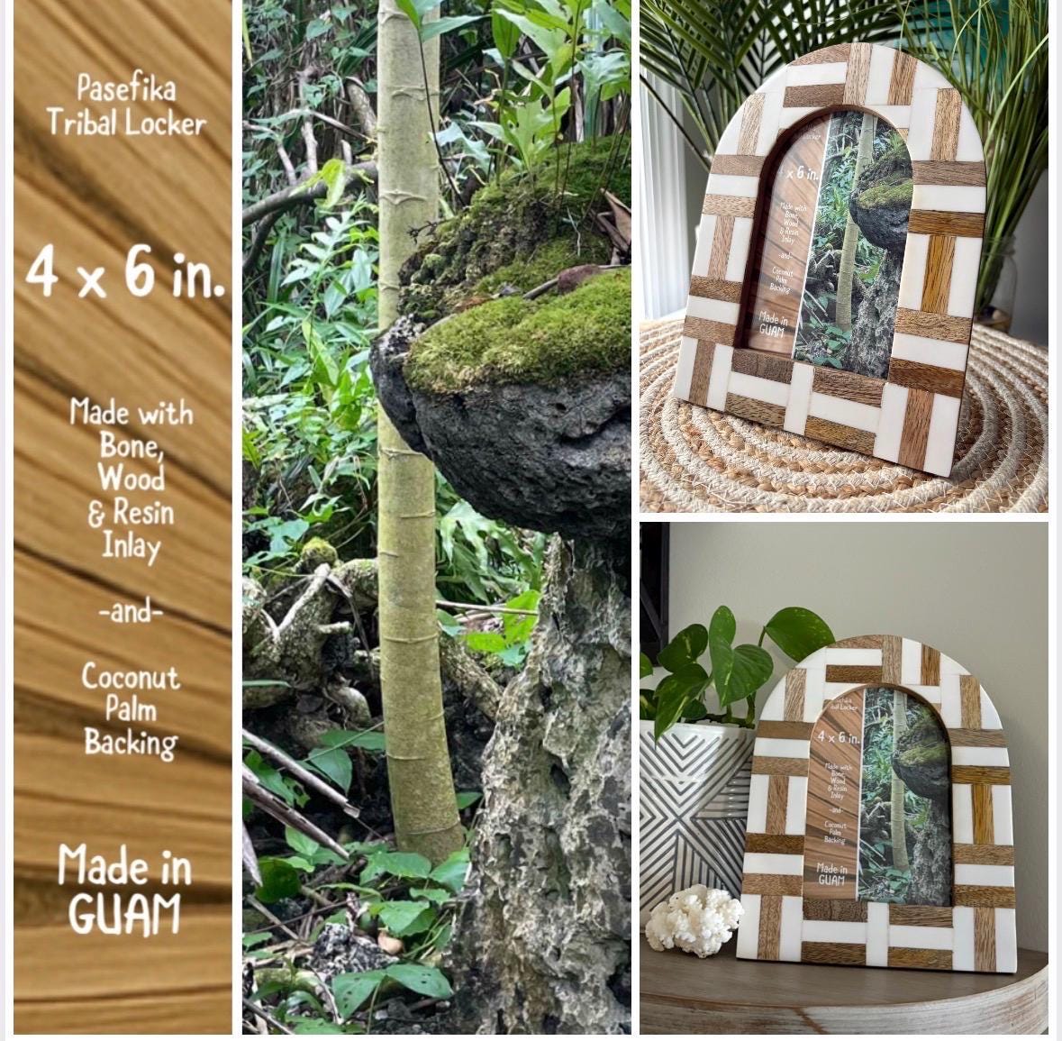 Polynesian Bone & Wood Inlay 4x6 Picture Frame