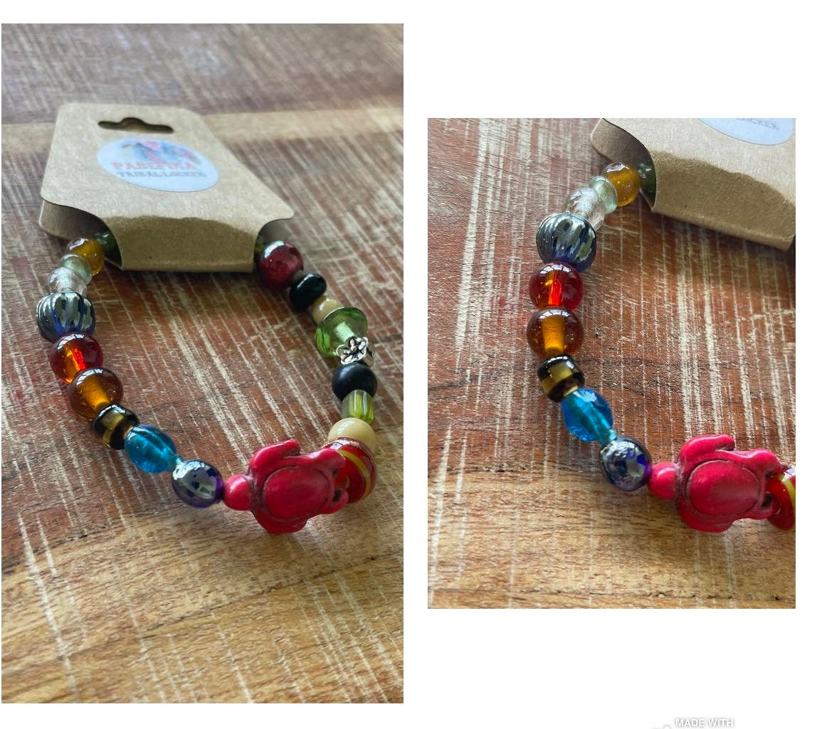 Handmade Beaded Bracelet Lot – Lava Stone, Seashell Boho Jewelry