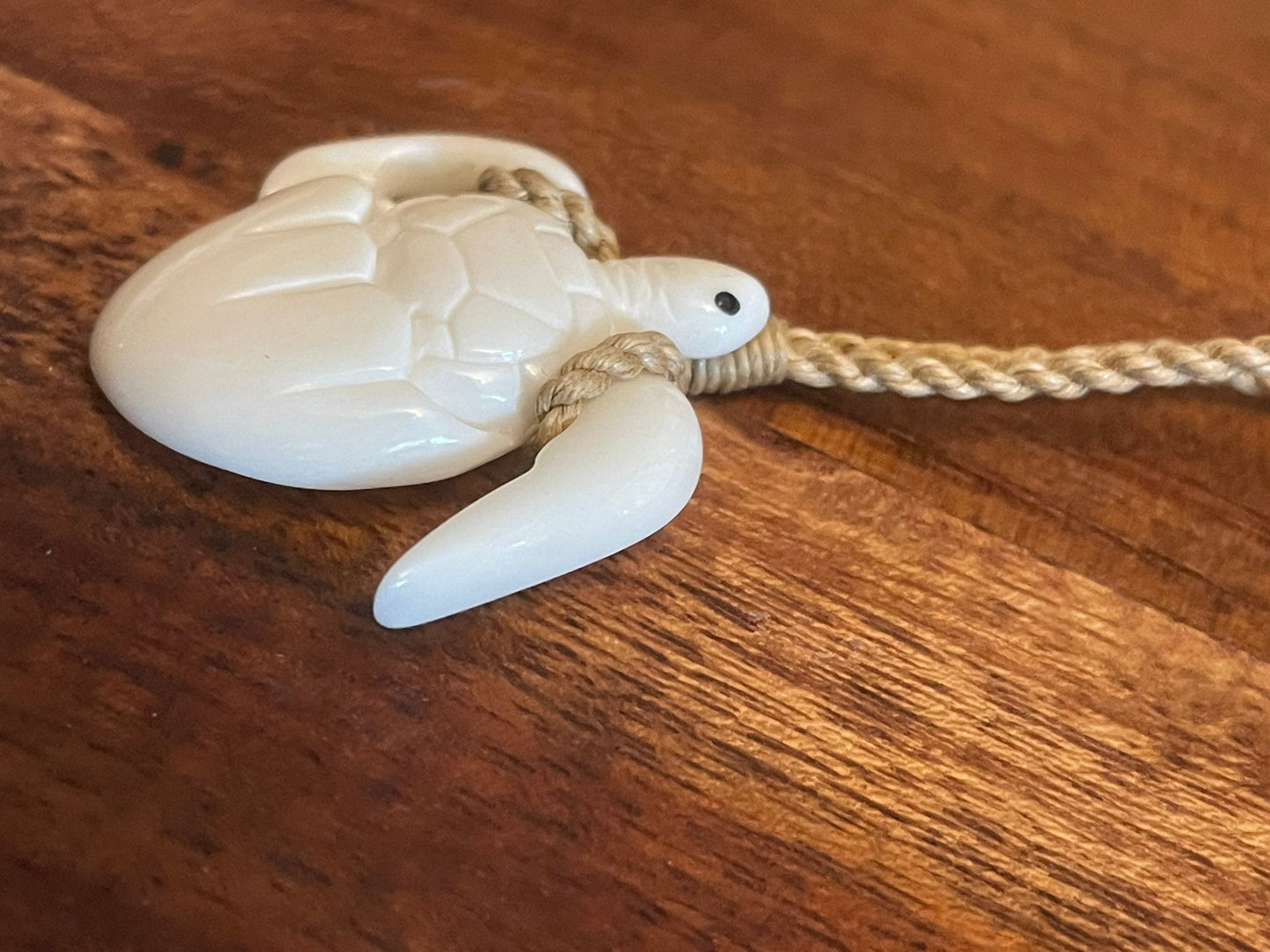 Hand Carved Buffalo Bone Sea Turtle Necklace, Honu Hatching