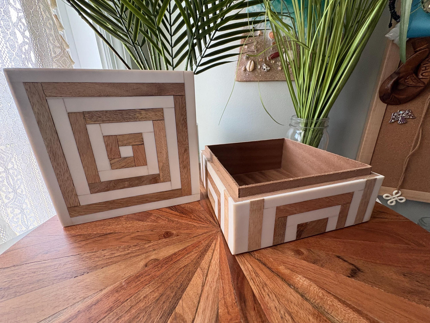 Hand-Crafted Polynesian & Micronesian Wooden and Bone Inlay Box