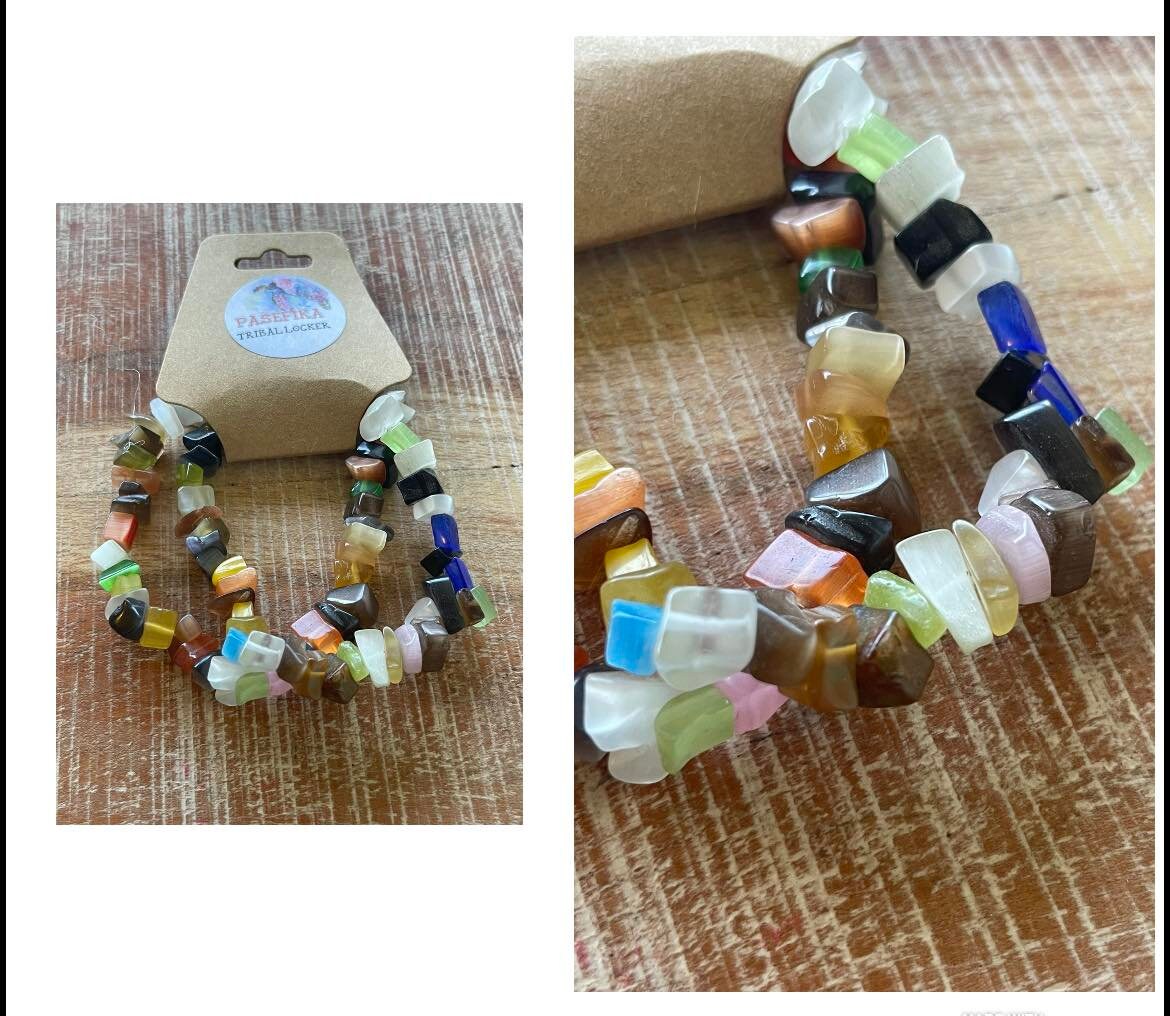 Handmade Boho Beaded Bracelet Set – Lava Stone, Seashell Accents