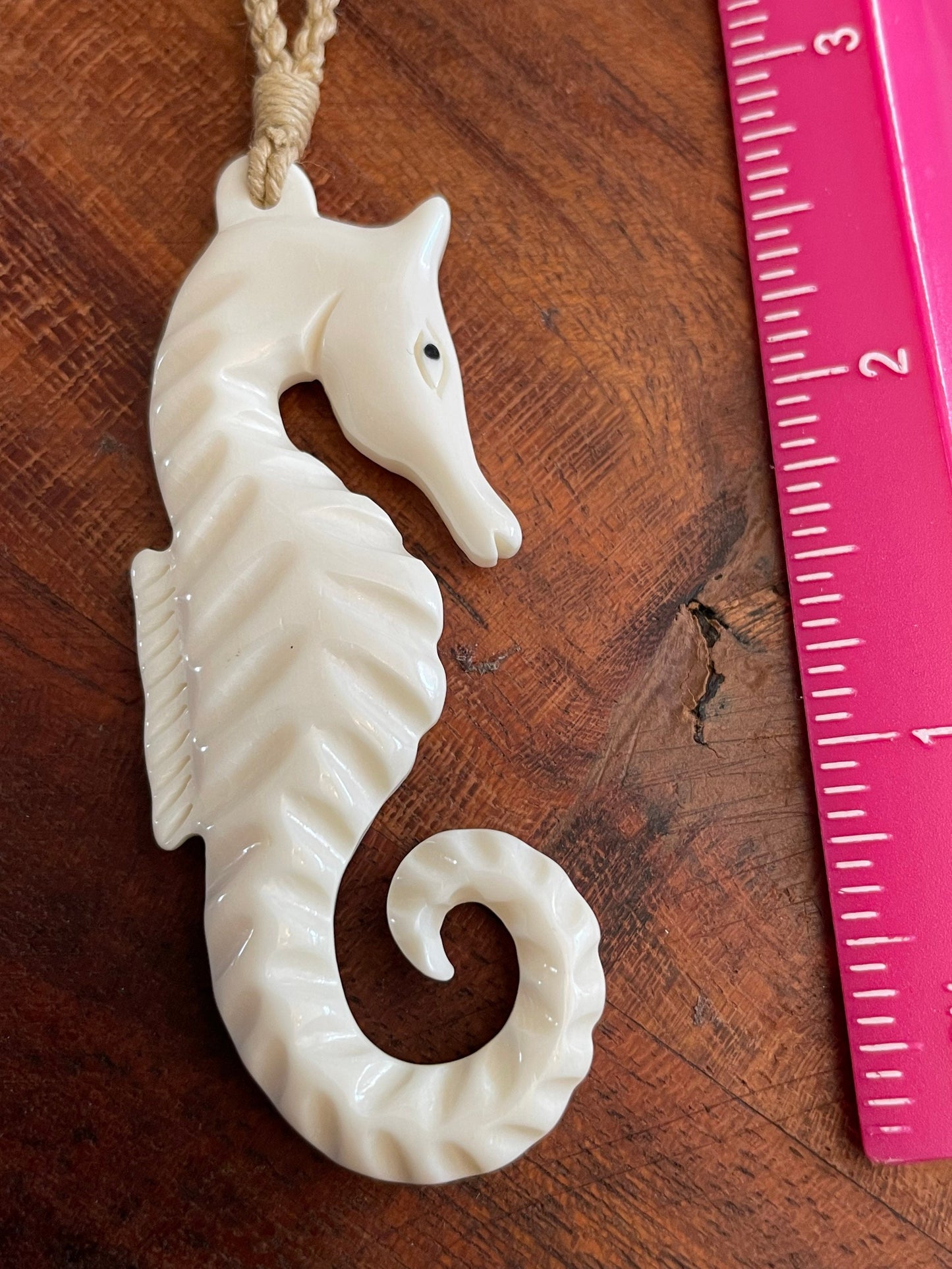 Hand Carved Buffalo Bone Seahorse Necklace – Polynesian Style