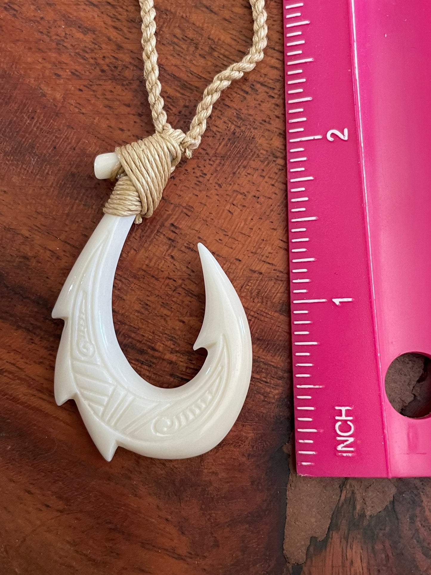 Warrior’s Hei Makau Solid Bone Fish Hook Pendant for Protection on Water