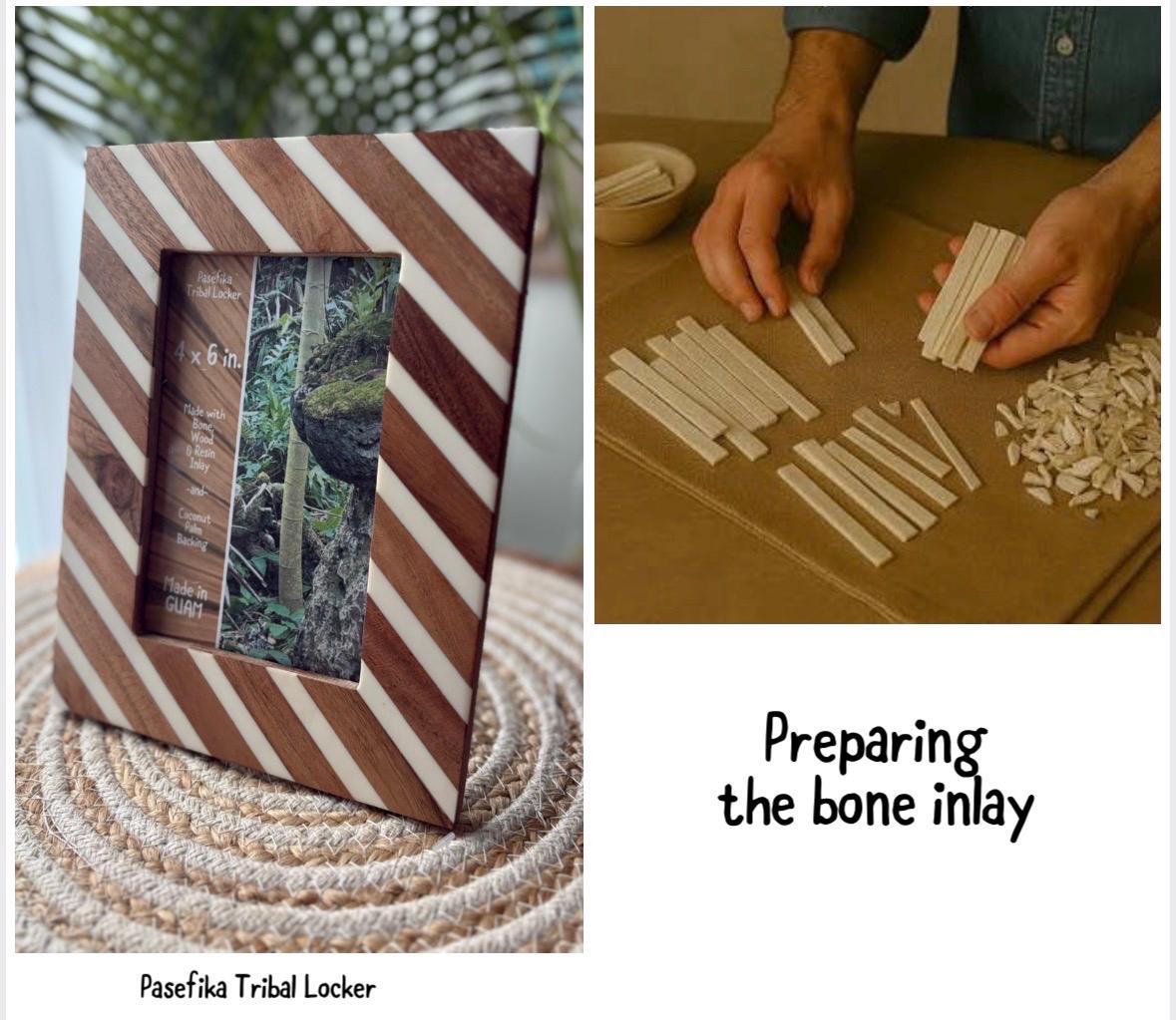 Polynesian Bone & Wood Inlay Picture Frame - 4x6 and 5x7 Unique Design