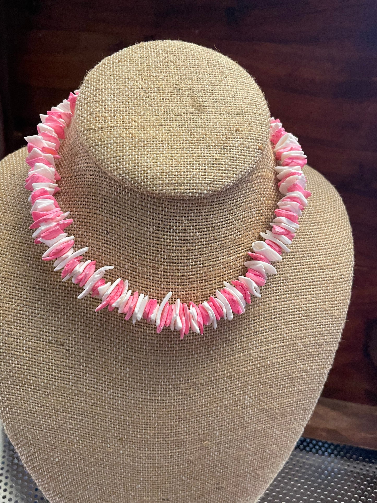 Chic Feminine Pink and White Classic Puka Shell Necklace