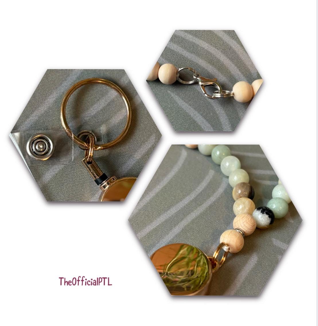 Handmade Wood and Stone Beaded Lanyard