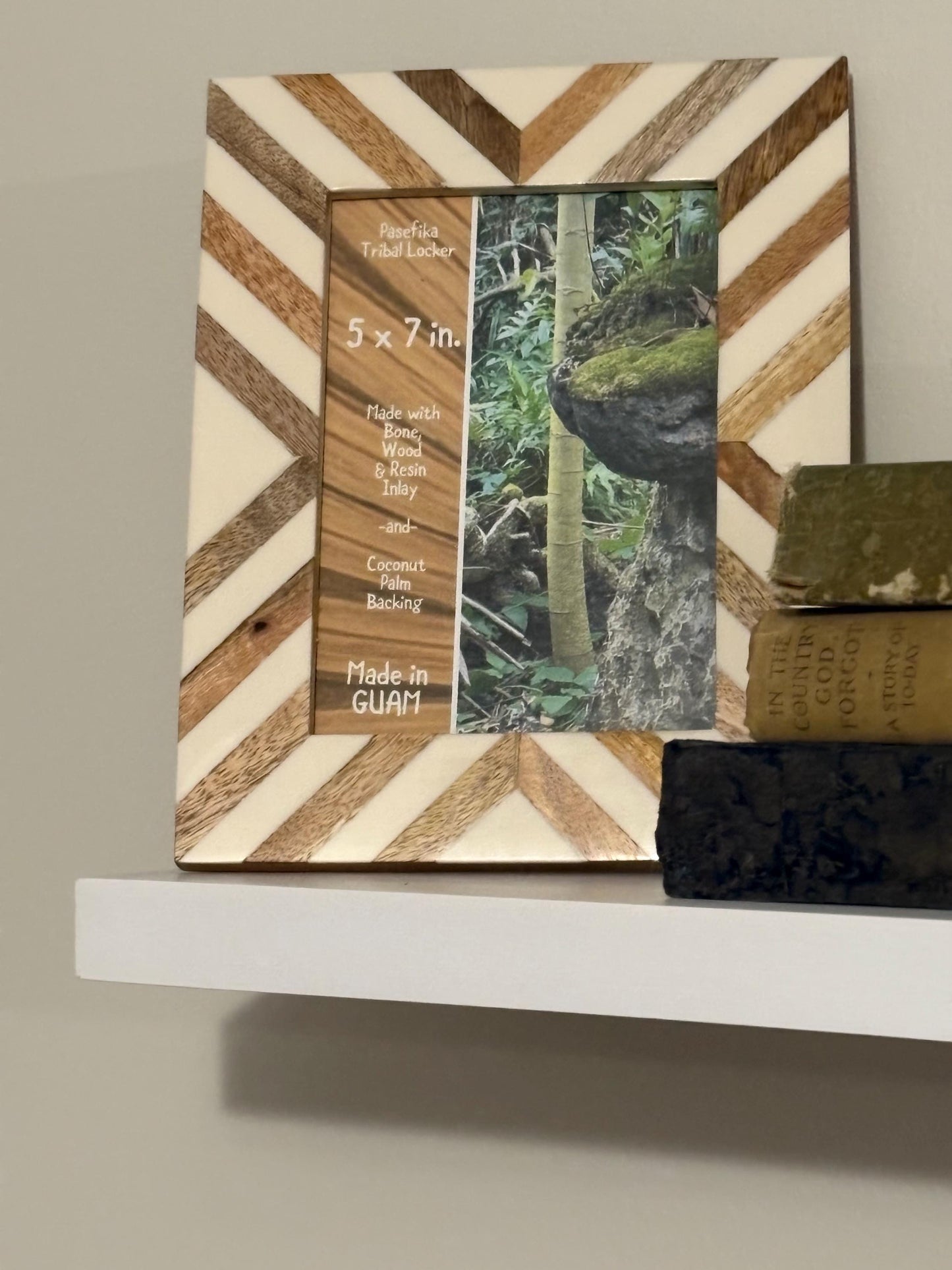 Polynesian Wood & Bone Inlay 5x7 Picture Frame