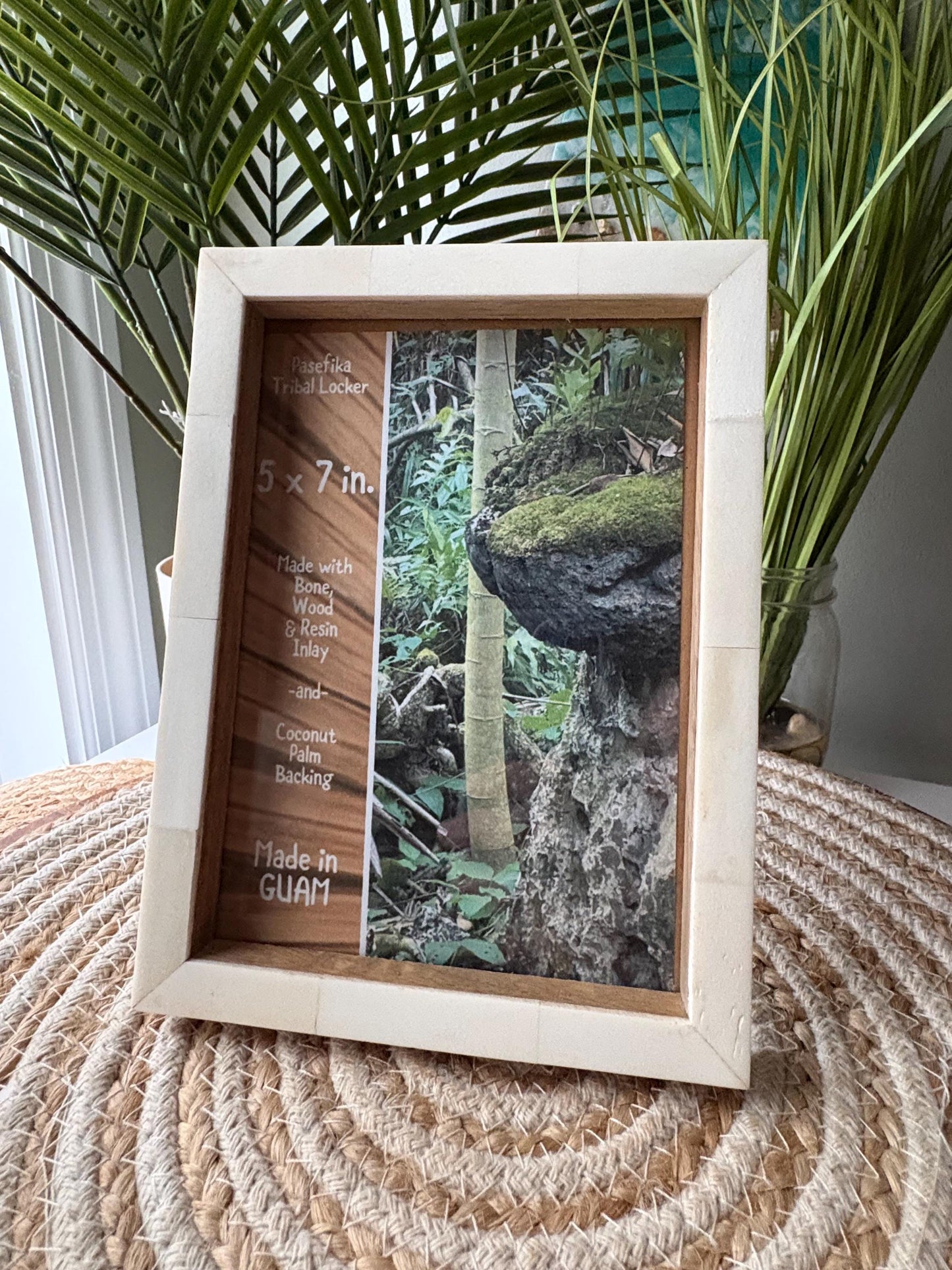 Polynesian Wood & Bone Inlay 5x7 Picture Frame