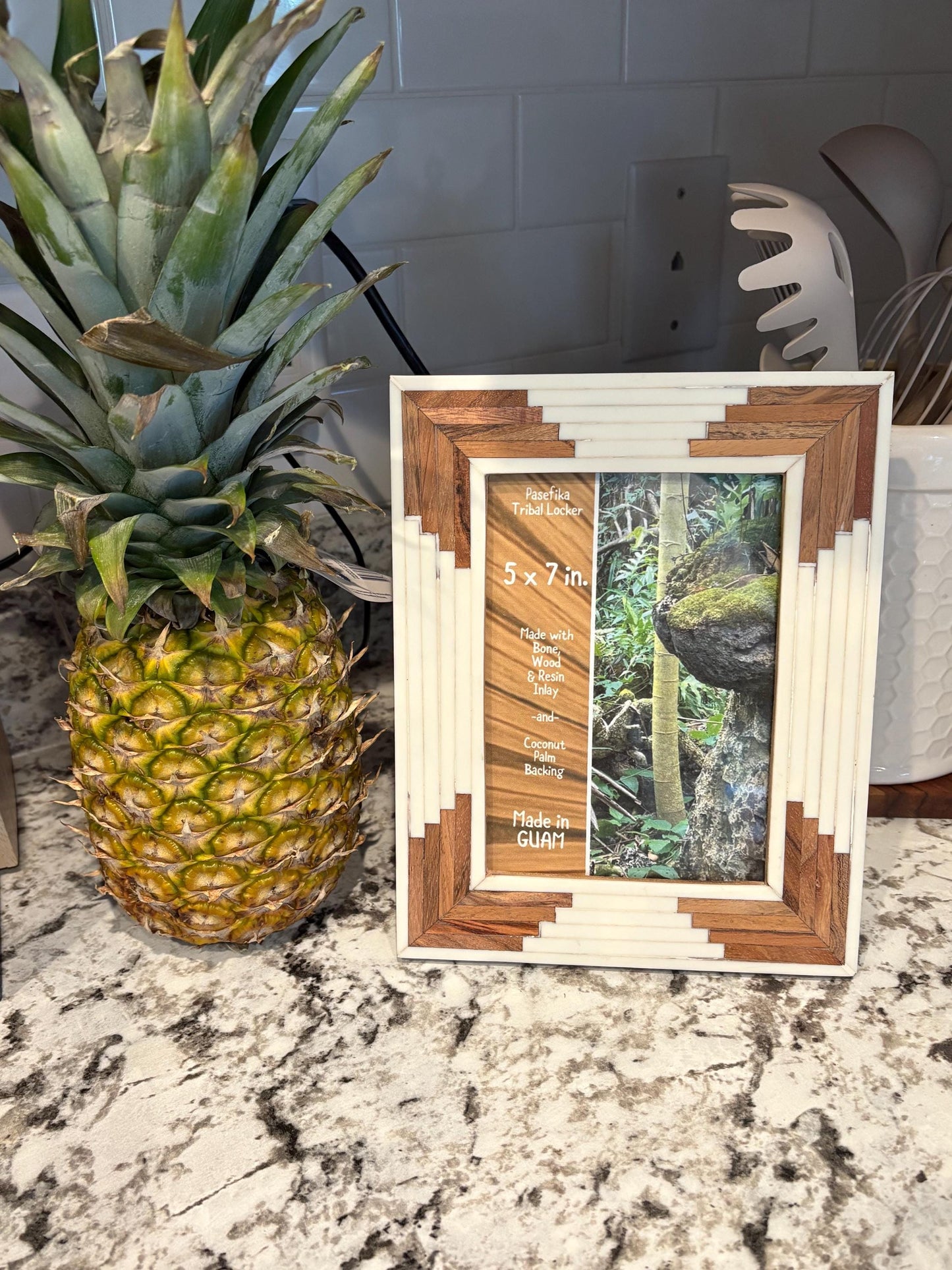 Polynesian Bone & Wood Inlay Picture Frame - 4x6 and 5x7 Unique Design