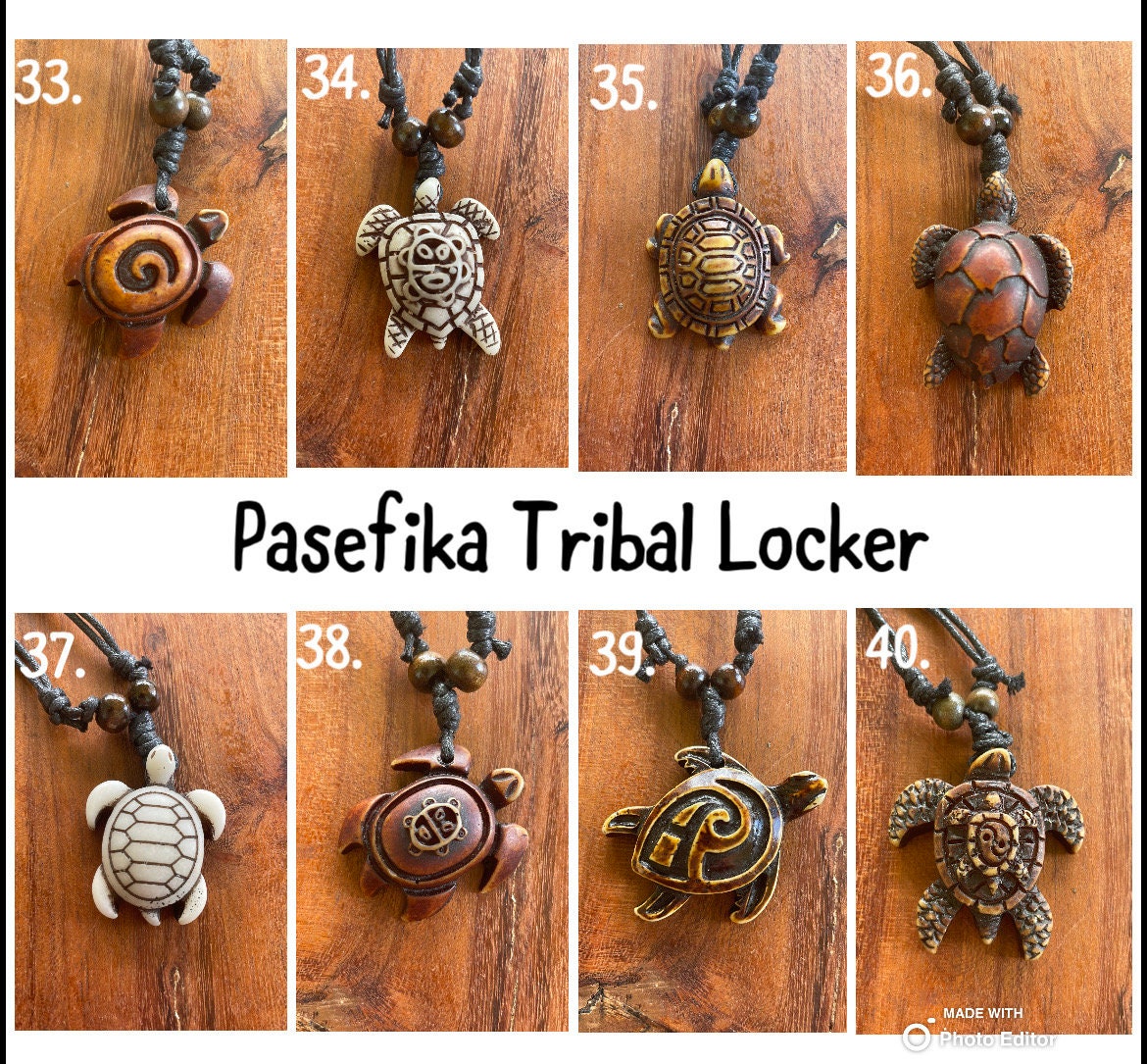 Polynesian Handcrafted Honu or Sea Turtle Adjustable Necklace