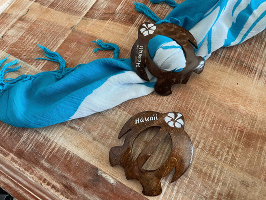 Set of 2 Authentic Turtle Coconut Hawaiian Buckle for Lava Lava or Sarong Cover-Up