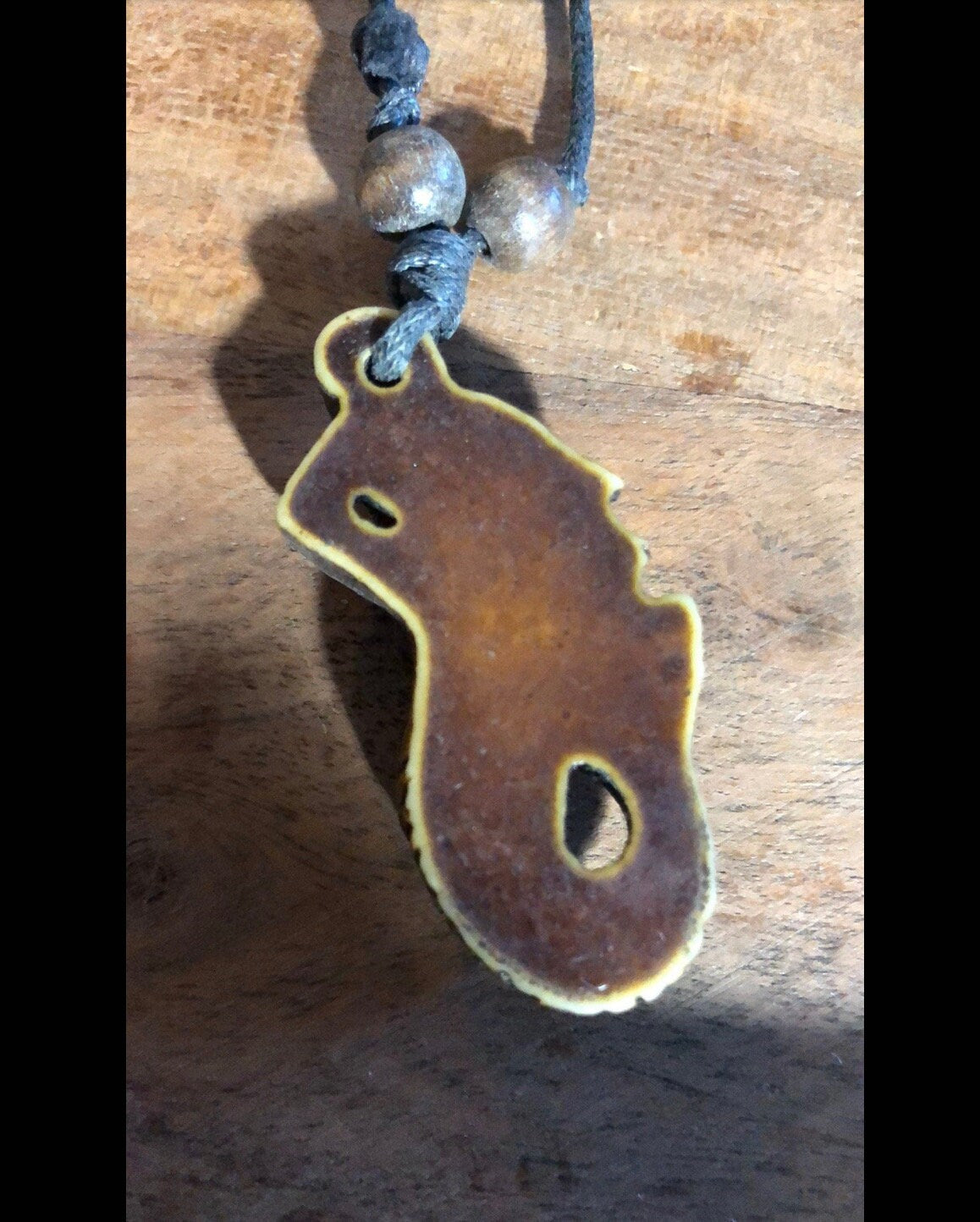 Bone & Resin Mermaid Pendant Necklace - Adjustable Surfer Cord