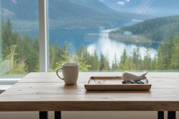 Whale Fin Teak Tray: Beautifully Engraved Wood Dish