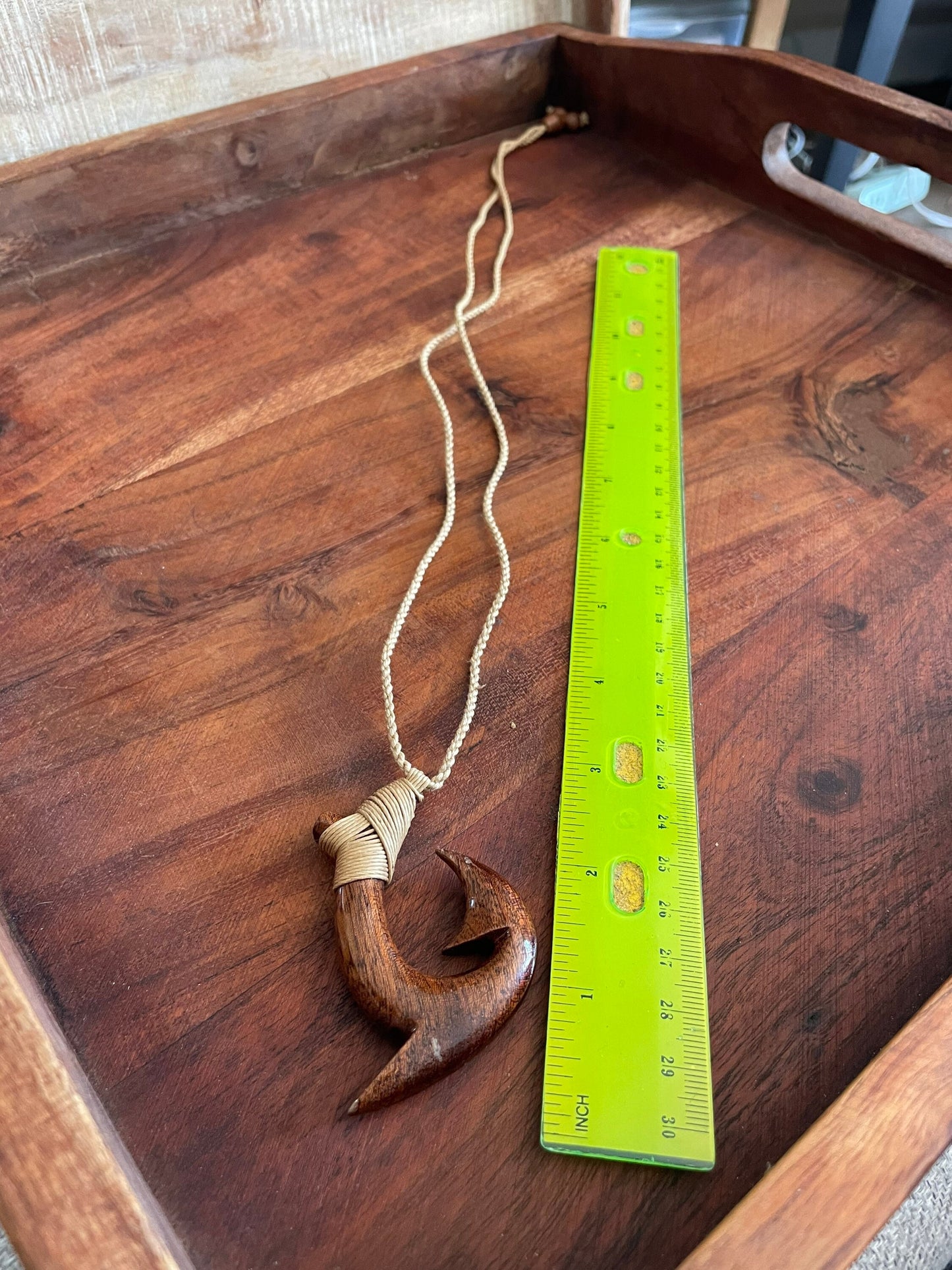 Hand Carved Koa Wood Makau Pendant – Hawaiian Fish Hook Necklace