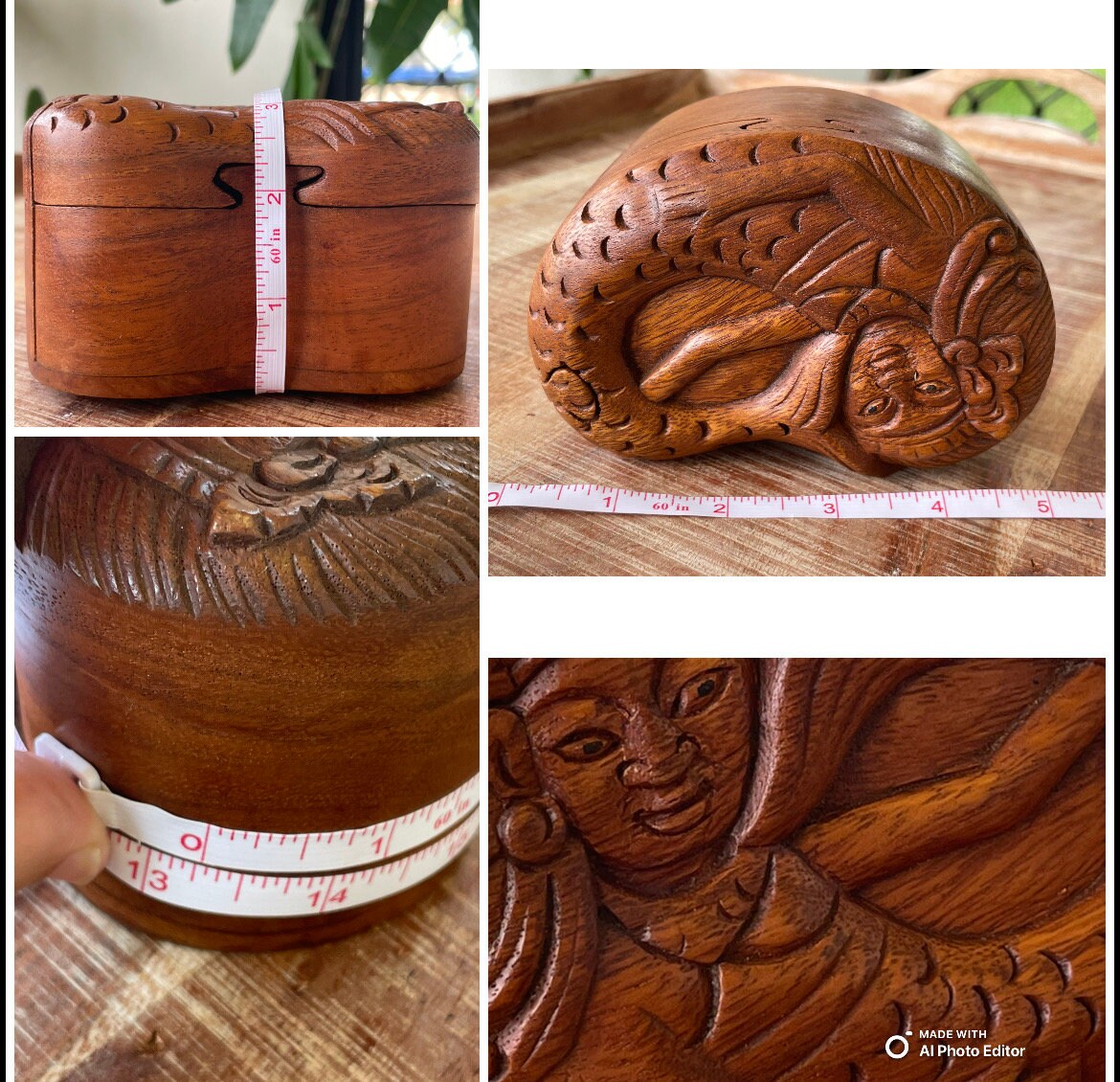 Hand Carved Mermaid Puzzle Box – Sea Hibiscus Wood Hidden Compartment