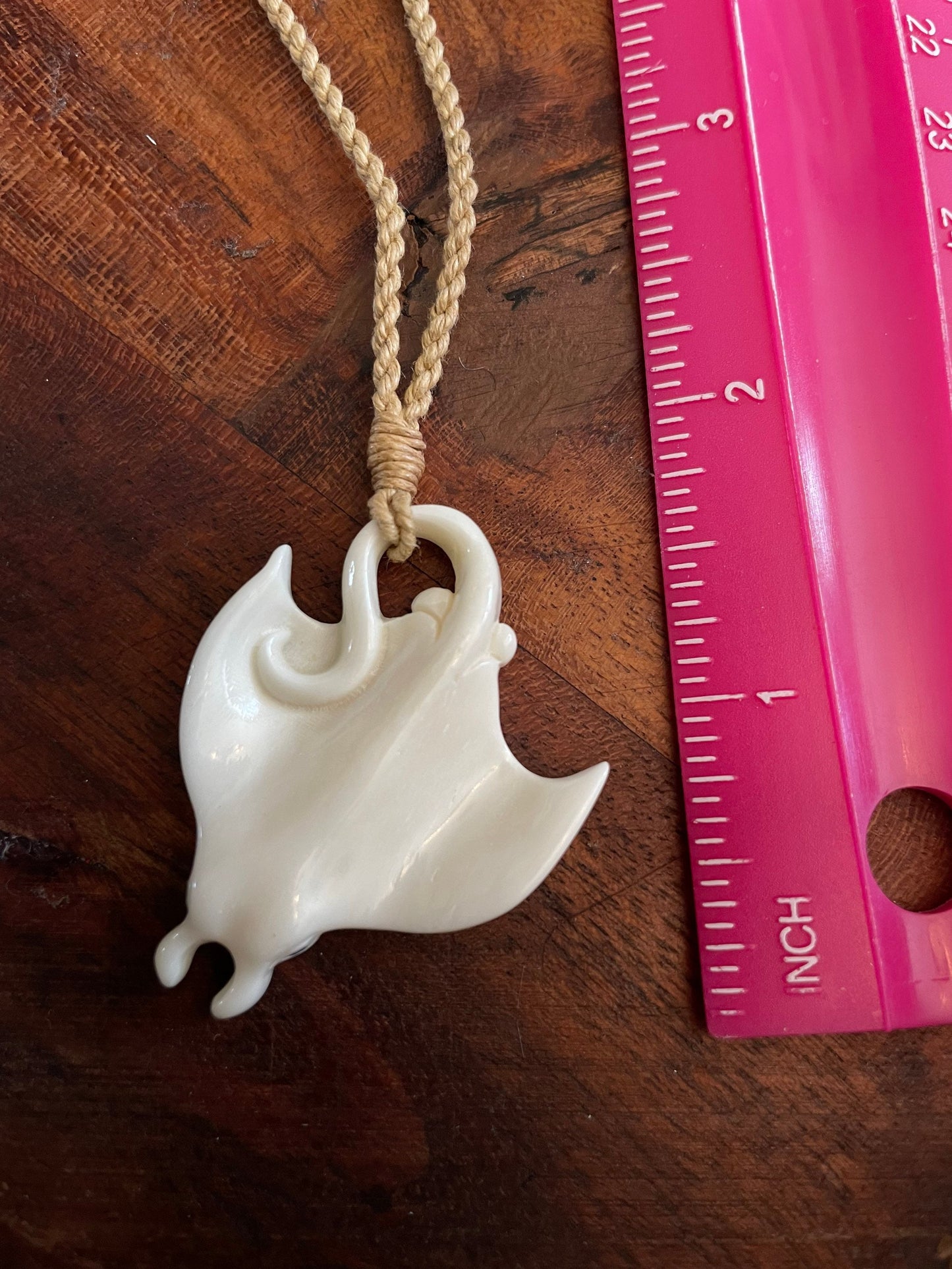 Hand Carved Buffalo Bone Manta Ray Necklace – Polynesian Freedom Symbol