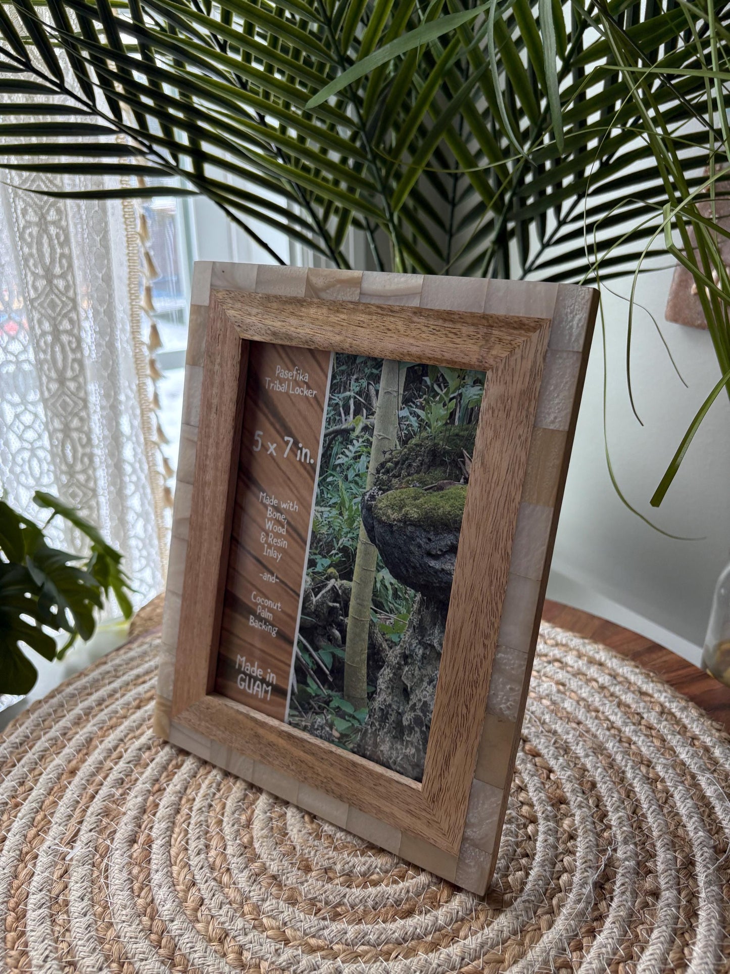 Polynesian Wood & Bone Inlay 5x7 Picture Frame