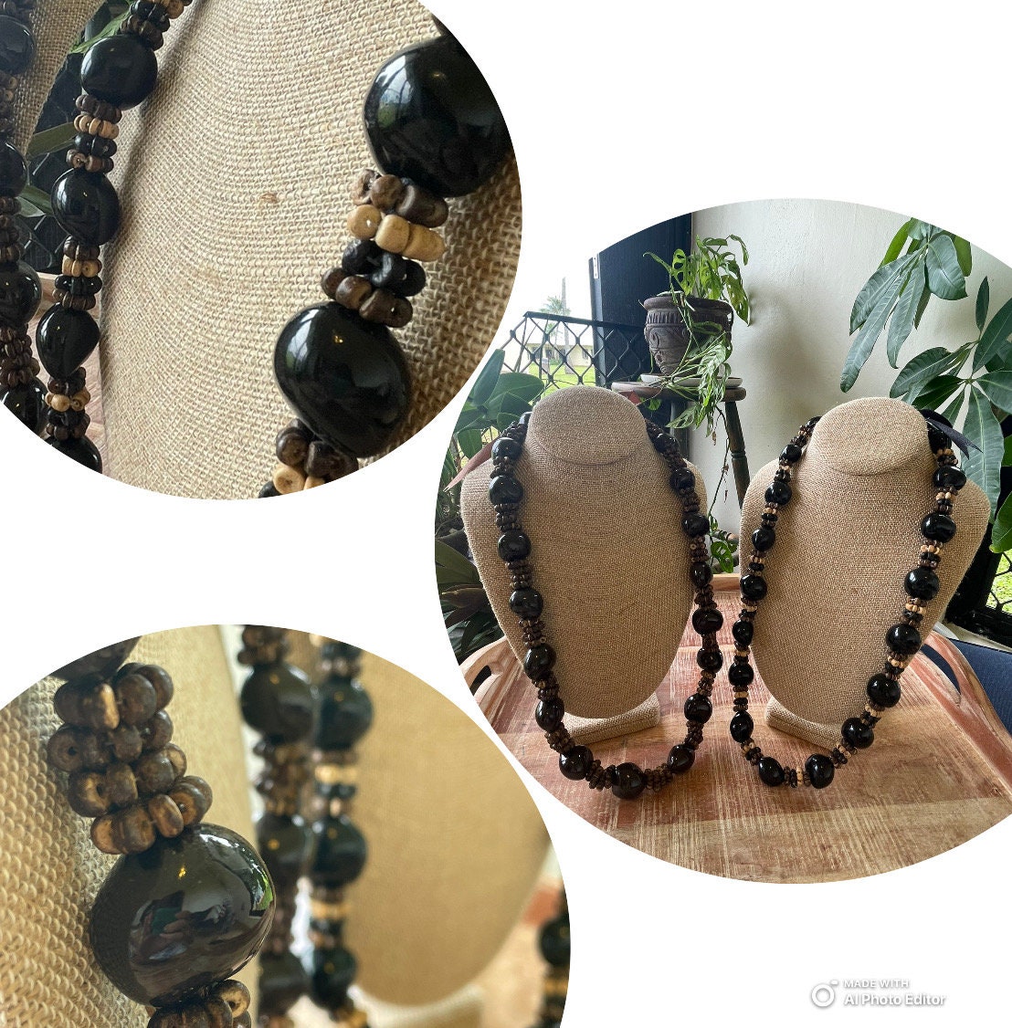 Authentic Kukui Nut Lei – 30” Ribbon Tie Polynesian Necklace