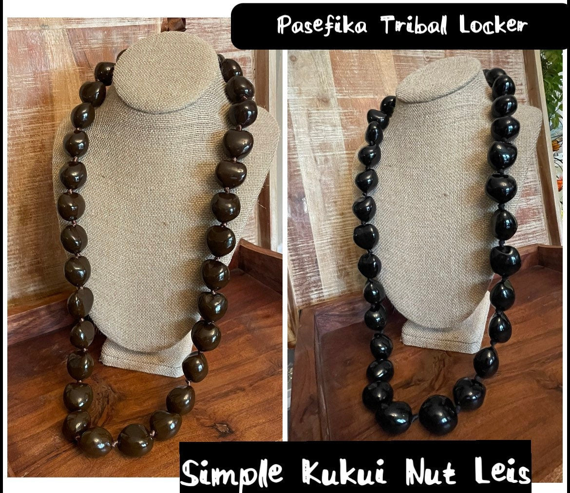 Authentic Kukui Nut Lei – Hawaiian Ribbon Necklace, Polynesian Jewelry
