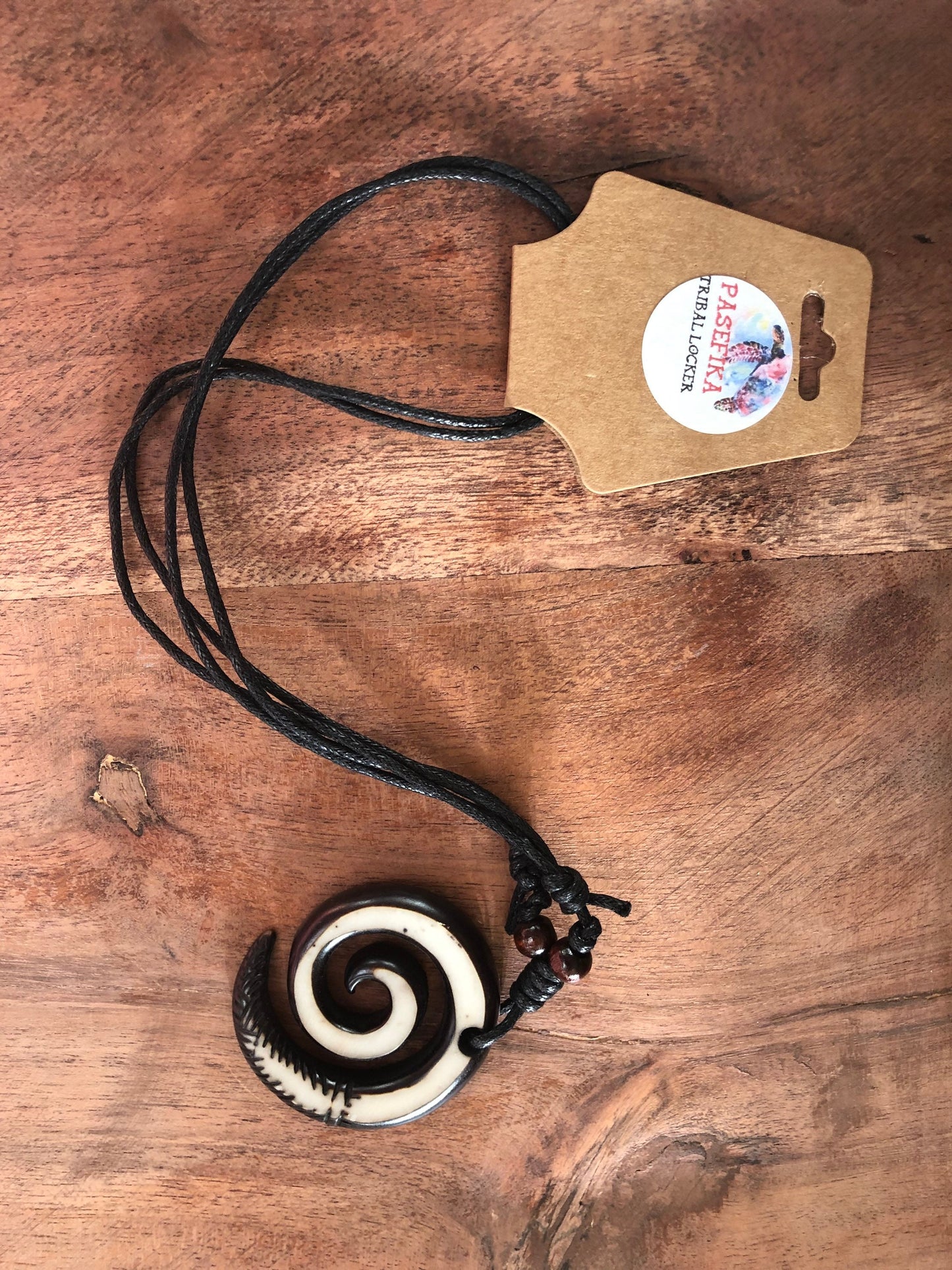 Polynesian Koru or Fern - Adjustable Surfer Pendant Necklace - Wearer Demonstrates Refusal to Give Up