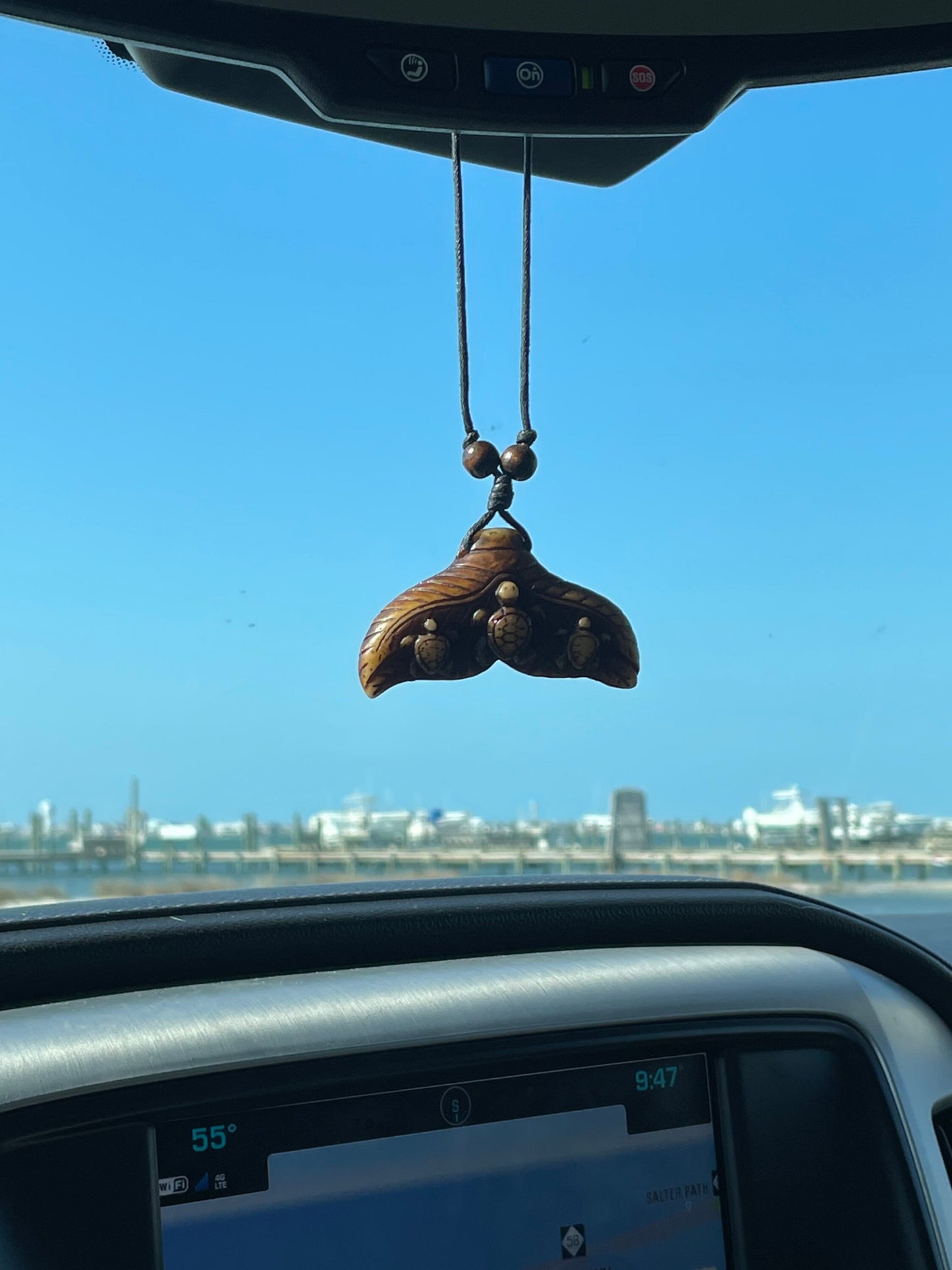Bone Resin Whale Tail Necklace with Turtles, Adjustable Polynesian Surfer Style