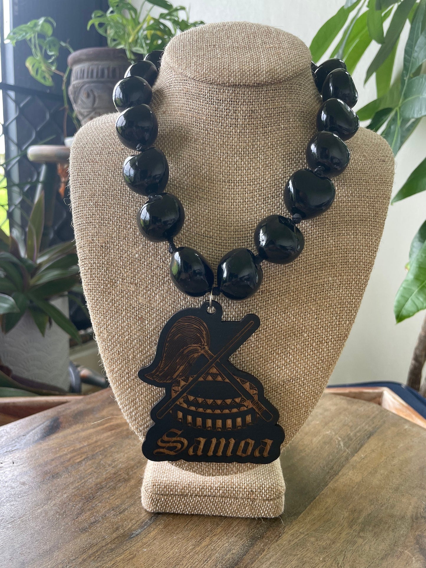 Samoan Pendant Kukui Nut Ribbon Leis -  Multiple Designs and Lei Lengths Available