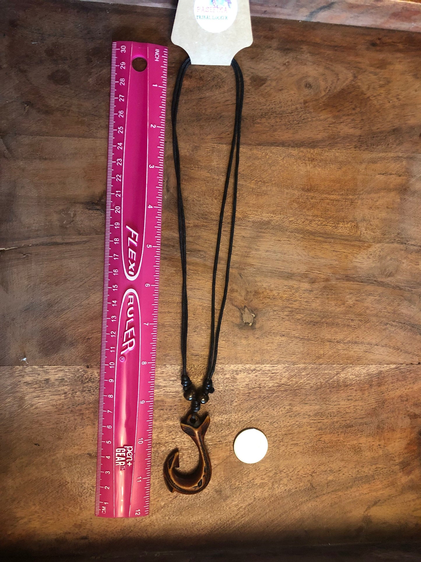 Masculine Polynesian Handcrafted Makau or Fish Hook Adjustable Necklace Hawaiian Surfer
