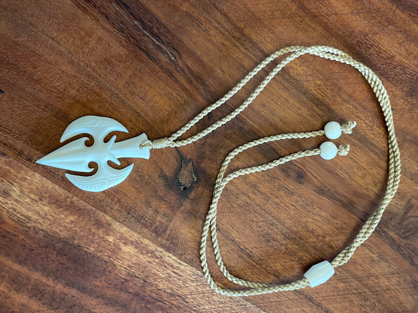 Hand Carved Buffalo Bone Triton Necklace, Adjustable Boho Jewelry