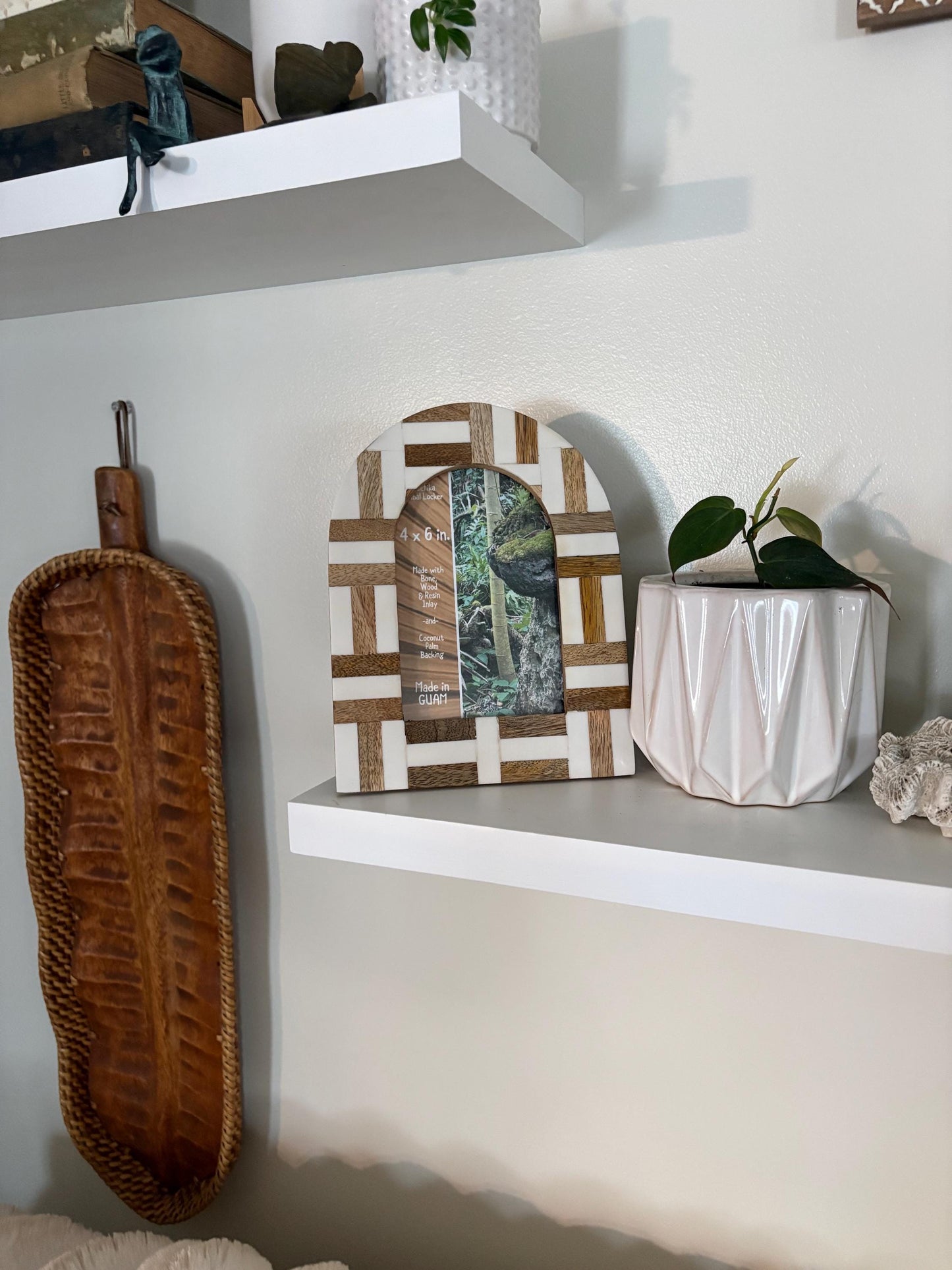 Polynesian Bone & Wood Inlay 4x6 Picture Frame