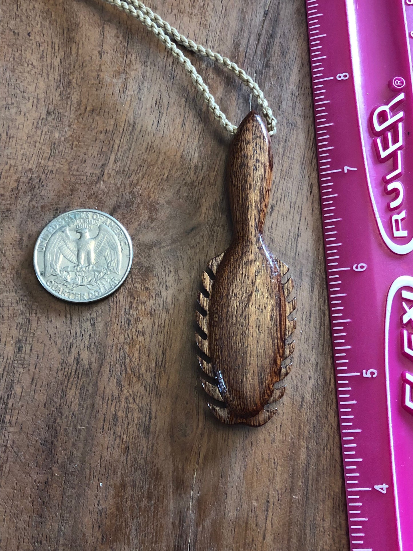 Artistically Hand-carved Solid Koa Wood Hawaiian War Club Adjustable Necklace