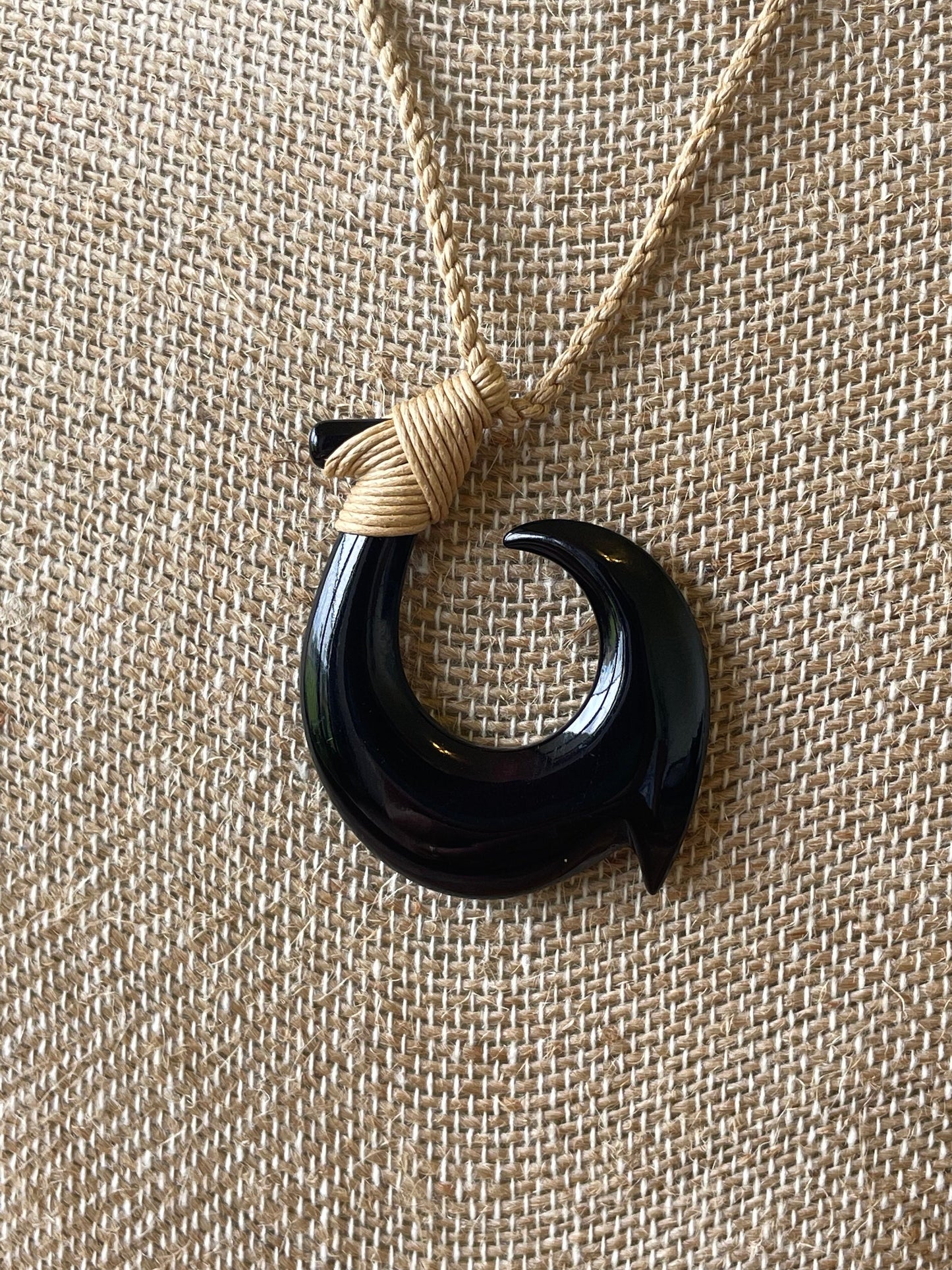 Hand Carved Buffalo Horn Bone Hei Makau Necklace – Polynesian Fish Hook