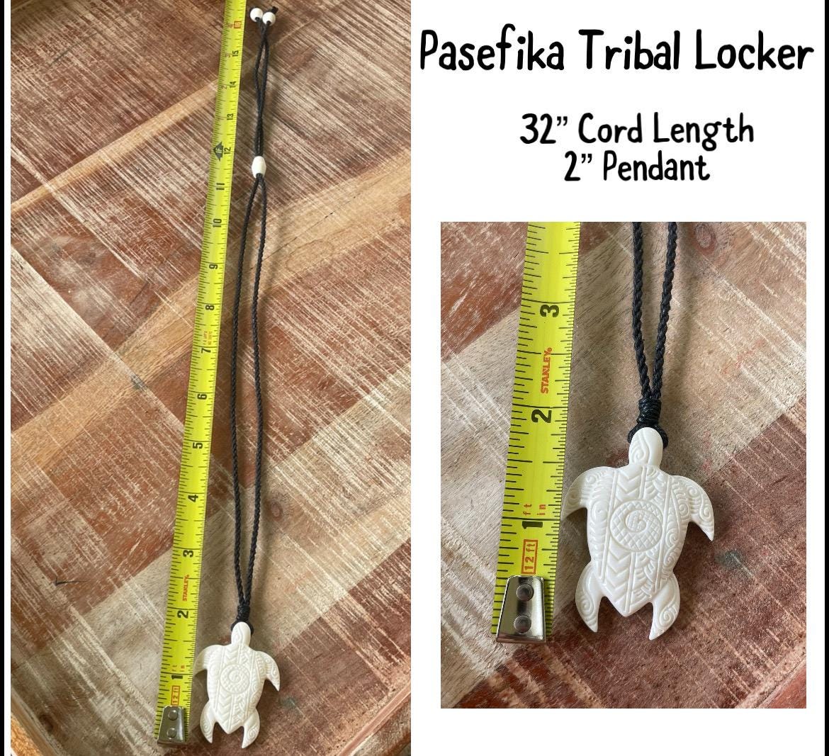 Hand Carved Buffalo Bone Sea Turtle Pendant – Polynesian Honu Necklace