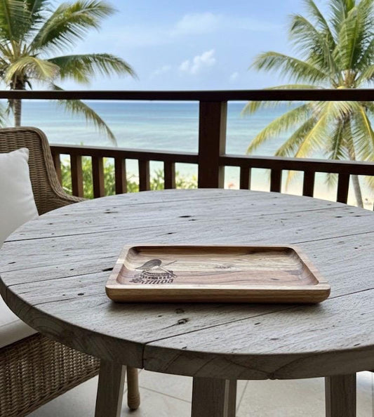 Samoan Seal Teak Tray: Samoan Engraved Wood Dish