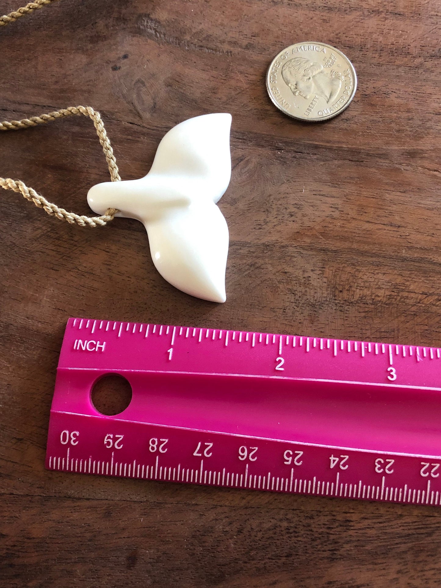 Solid Buffalo Bone Hand Carved Whale Tail Adjustable Necklace