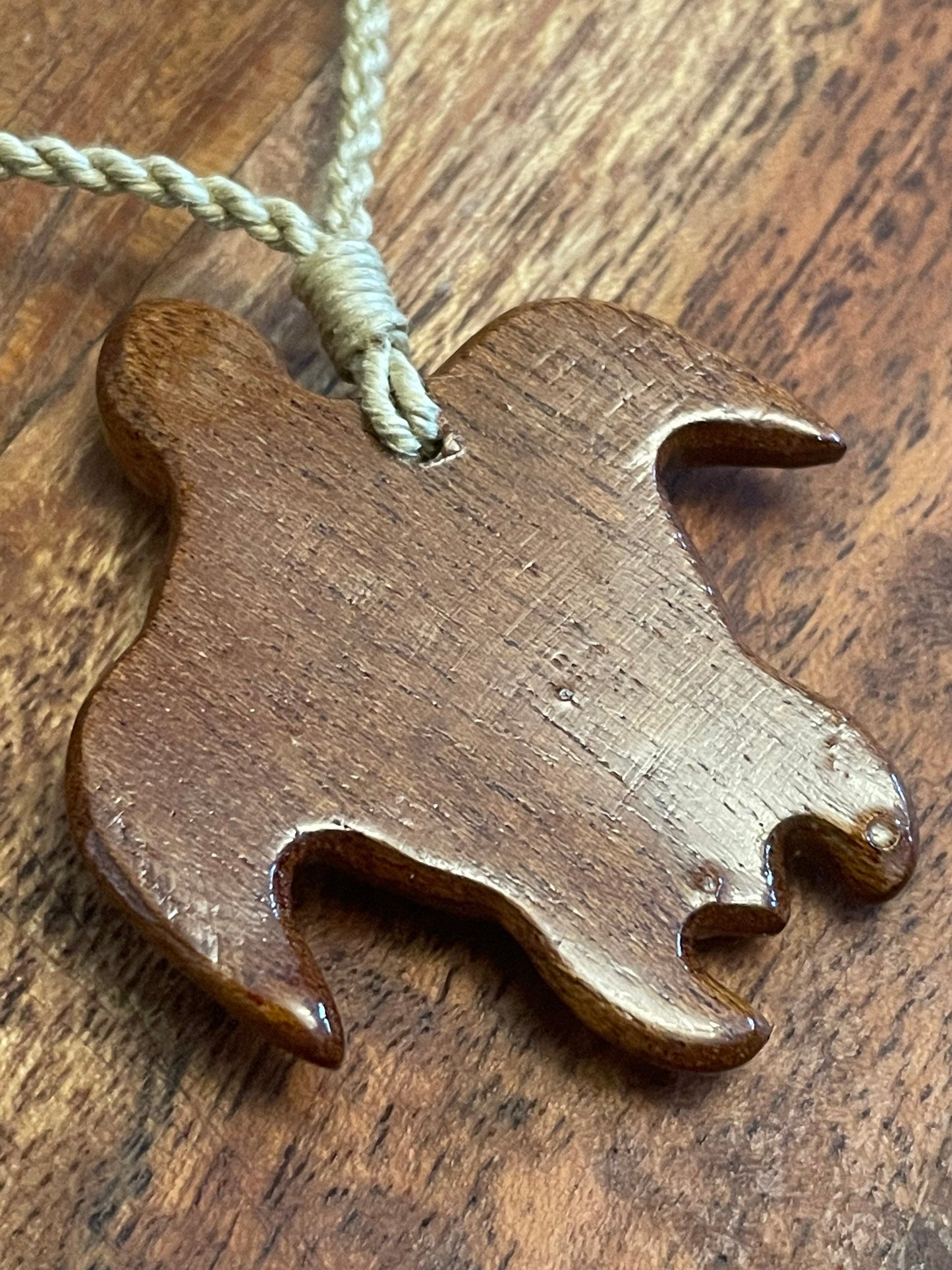Hand Carved Koa Wood Sea Turtle Necklace - Plumeria Honu Pendant