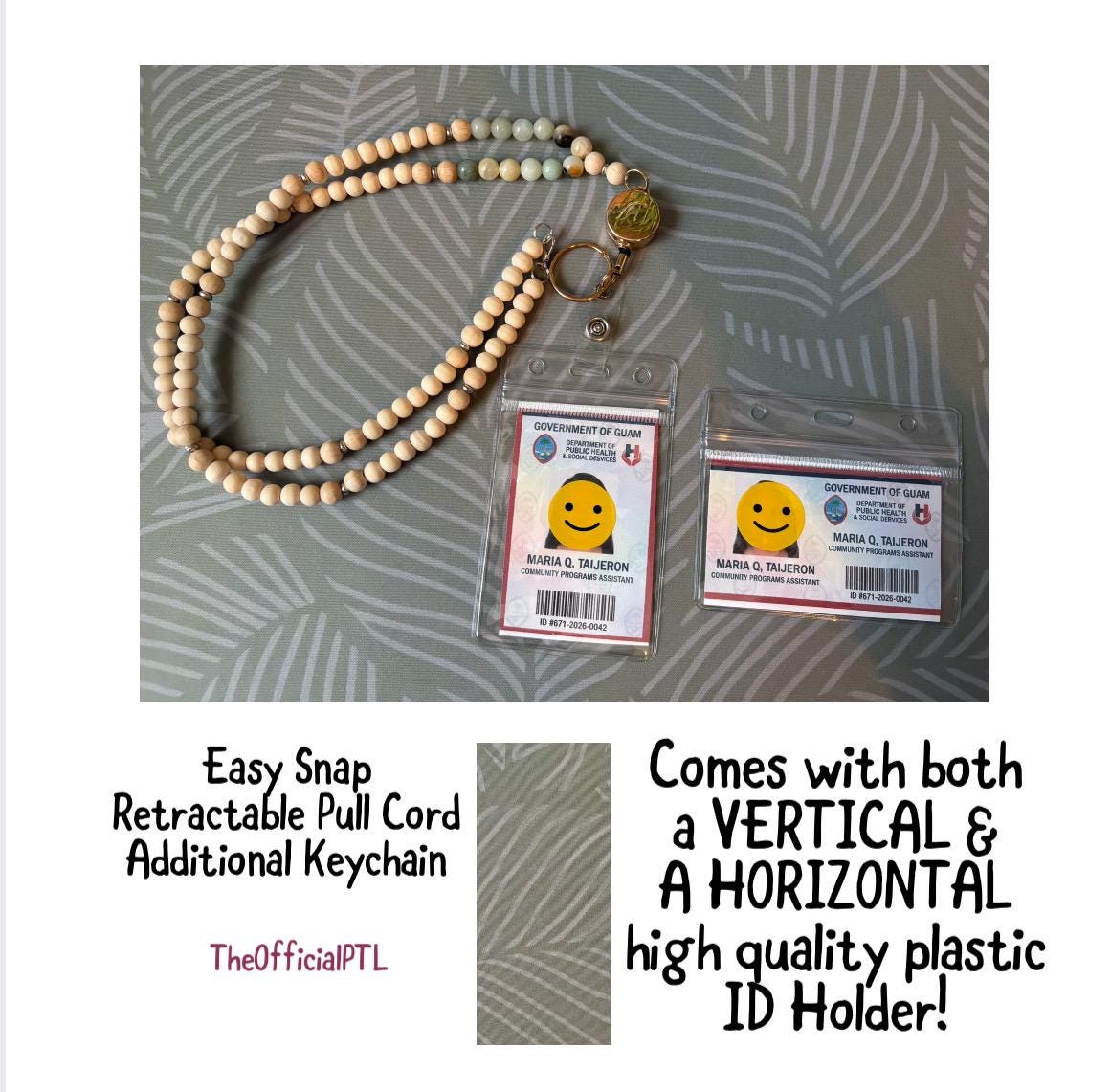 Handmade Wood and Stone Beaded Lanyard