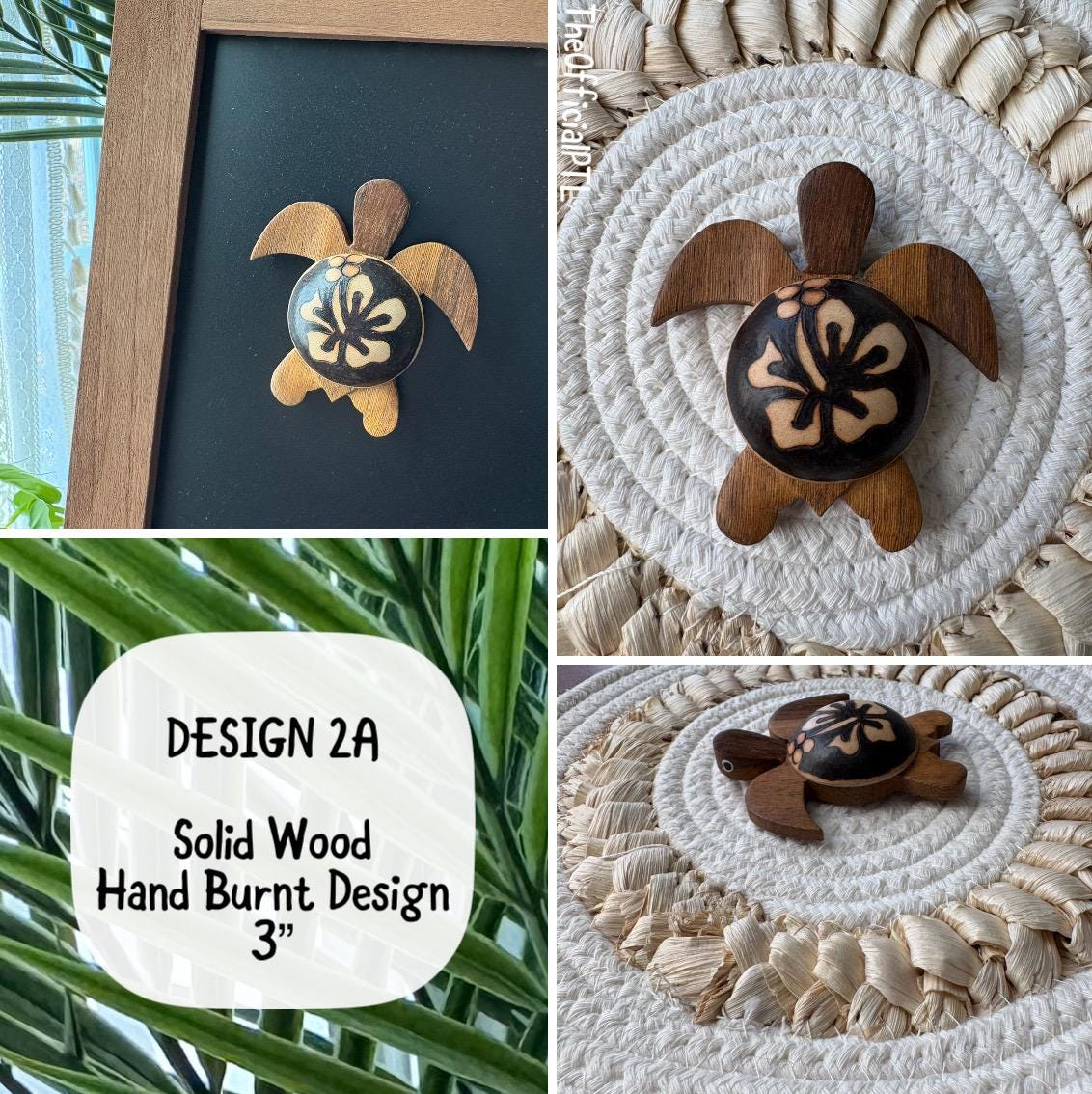 Large Handmade Wood Honu Magnets - Hawaiian, Polynesian, Micronesian Sea Turtle Fridge Decor