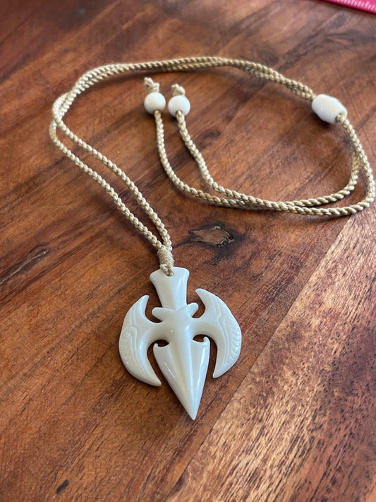 Hand Carved Buffalo Bone Triton Necklace, Adjustable Boho Jewelry