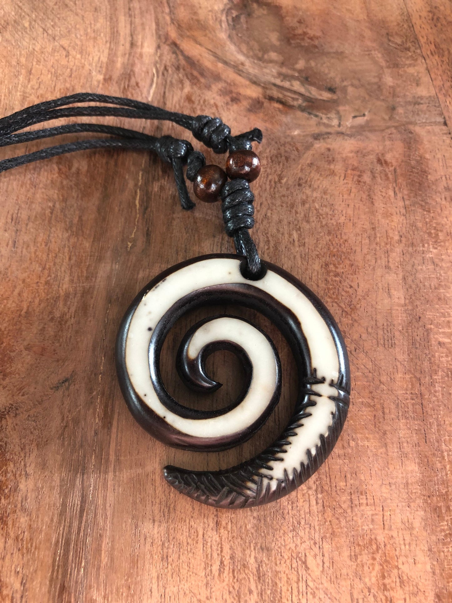 Polynesian Koru or Fern - Adjustable Surfer Pendant Necklace - Wearer Demonstrates Refusal to Give Up