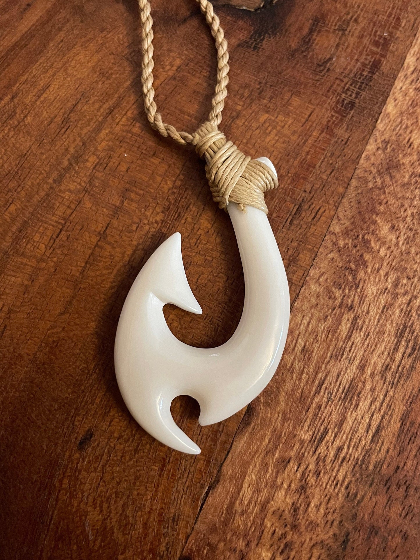 Handsome Masculine Warrior’s Makau - Pasefika Protection Symbol- Adjustable Necklace on Surfers Cord