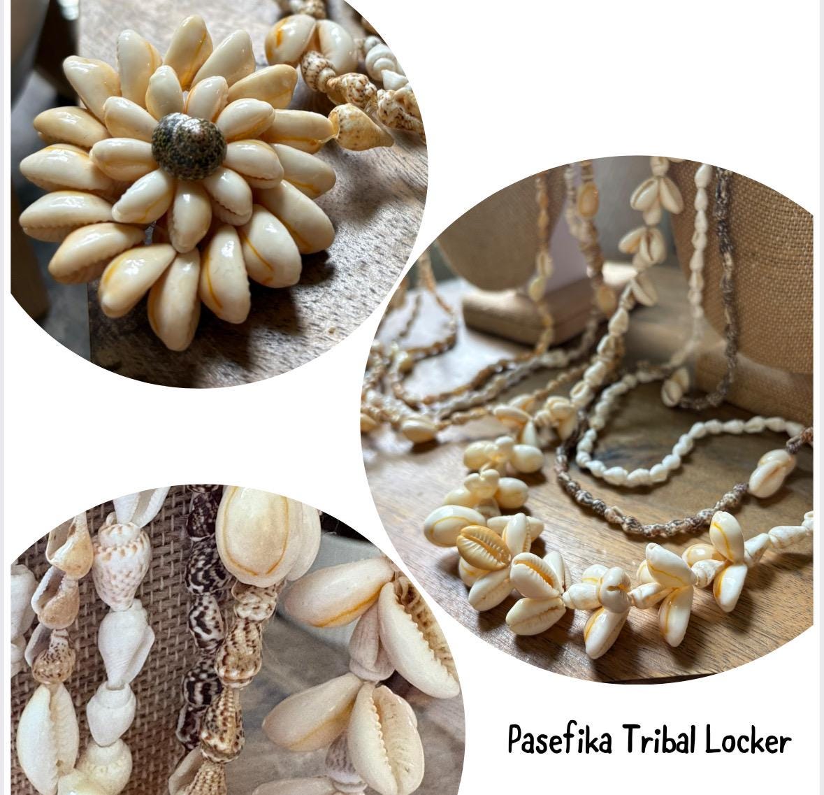 Seashell Lei Set of 6: Natural Pacific Island Celebration Leis