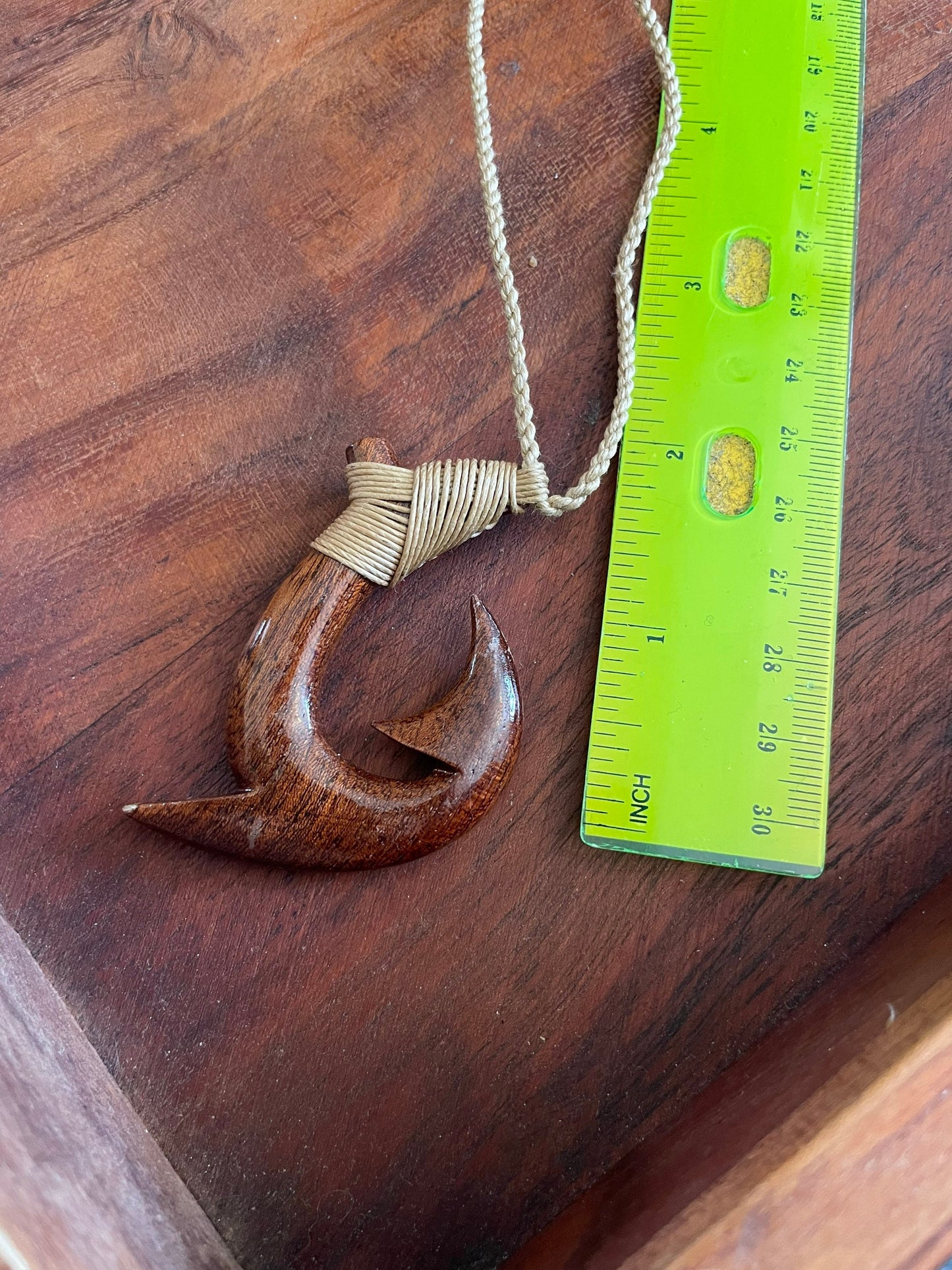 Hand Carved Koa Wood Makau Pendant – Hawaiian Fish Hook Necklace