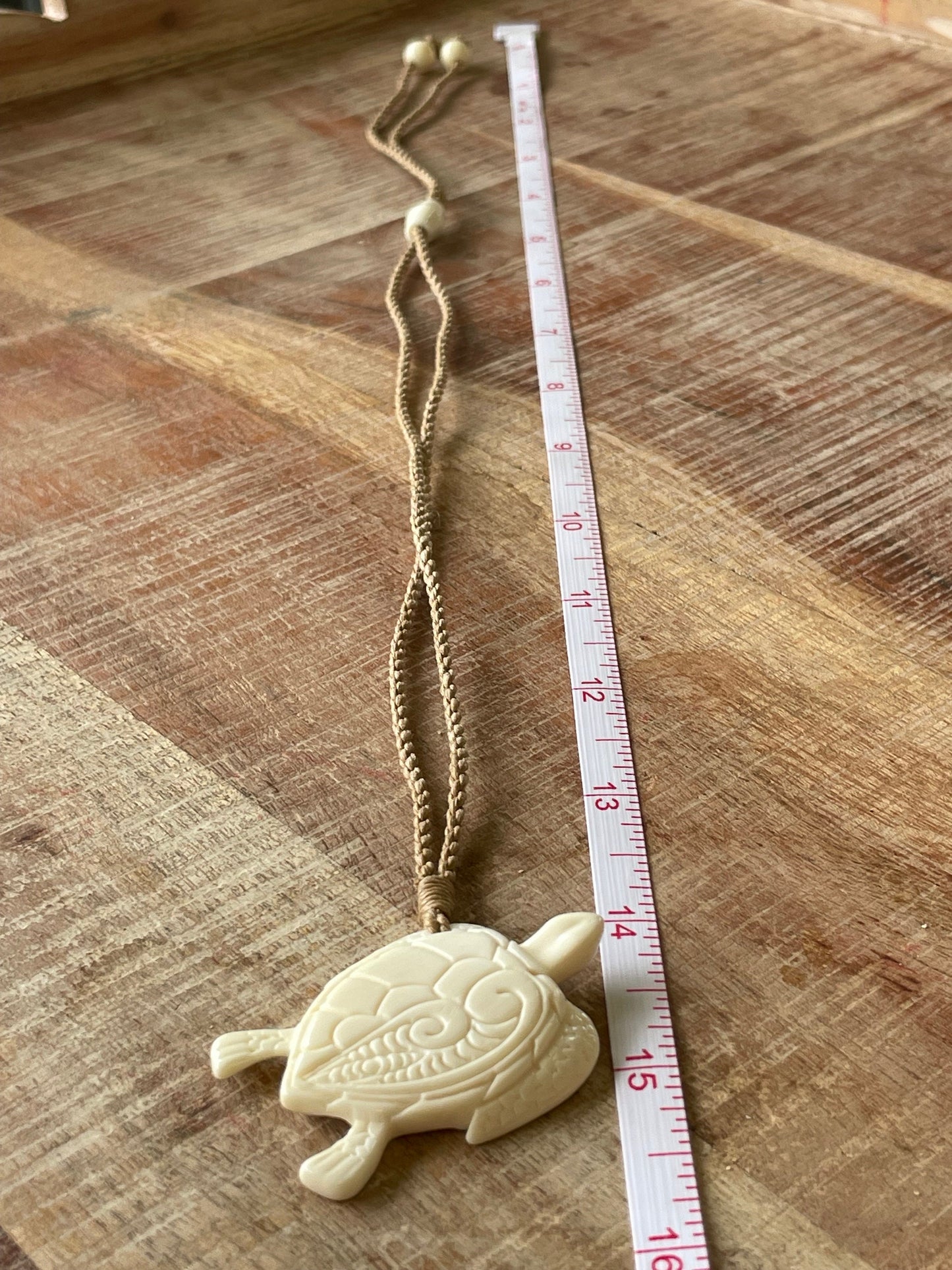 Hand Carved Buffalo Bone Sea Turtle Pendant – Polynesian Koru Necklace