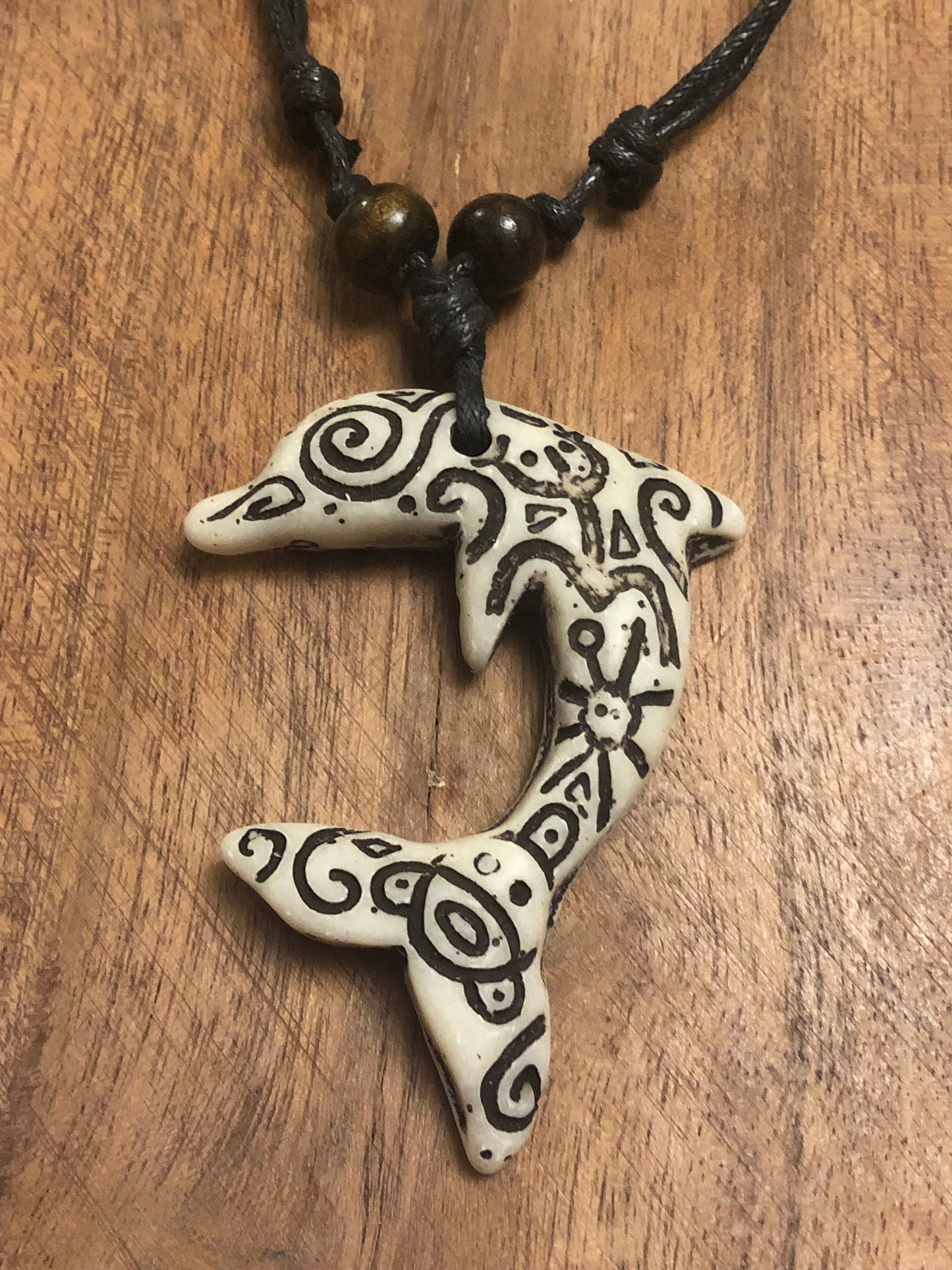 Etched Traditional Polynesian Handcrafted Dolphin Adjustable Necklace