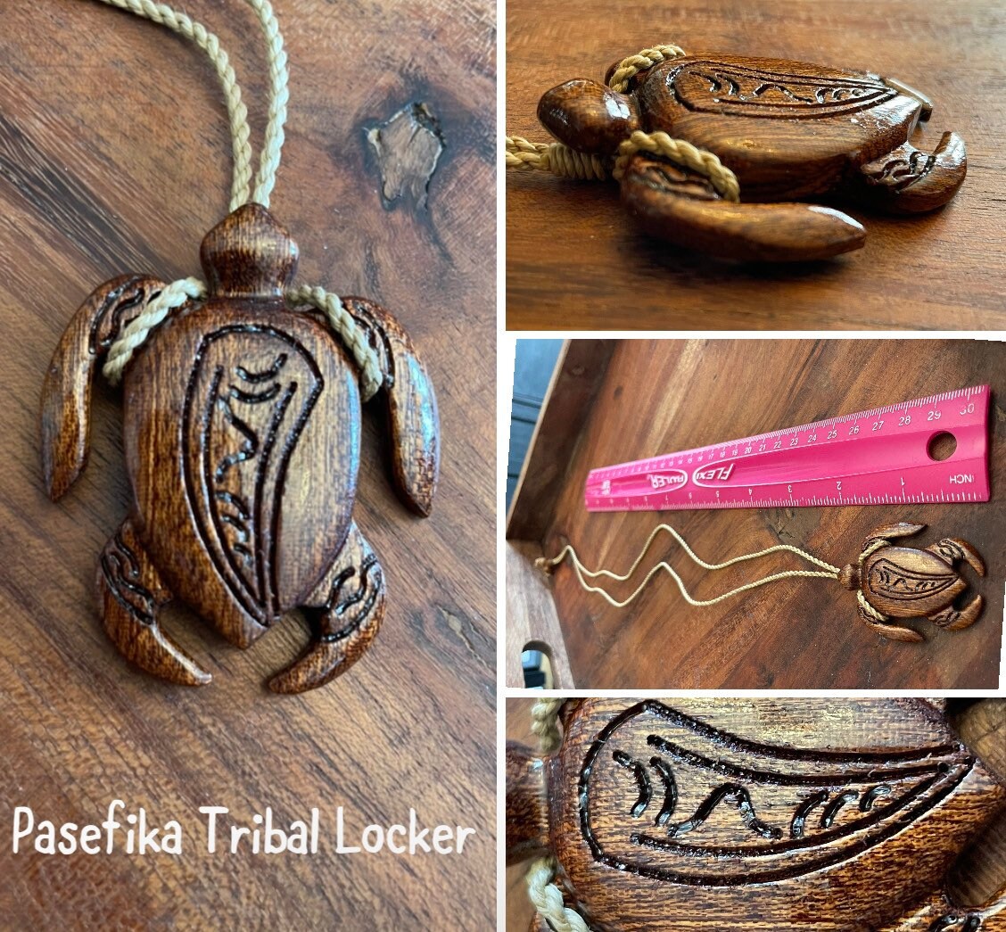 Handcarved Koa Wood Sea Turtle Necklace – Polynesian Honu Jewelry