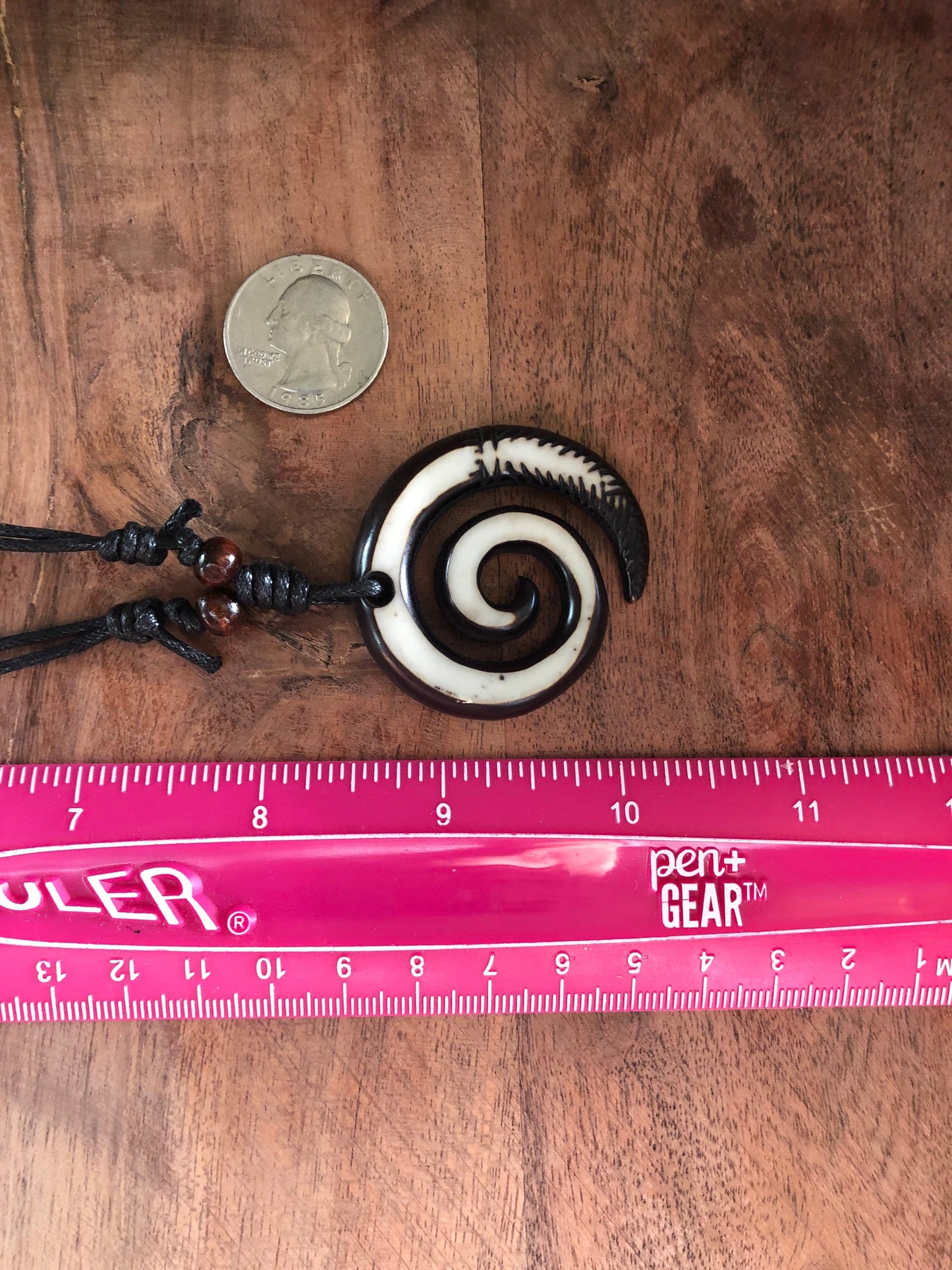 Polynesian Koru or Fern - Adjustable Surfer Pendant Necklace - Wearer Demonstrates Refusal to Give Up