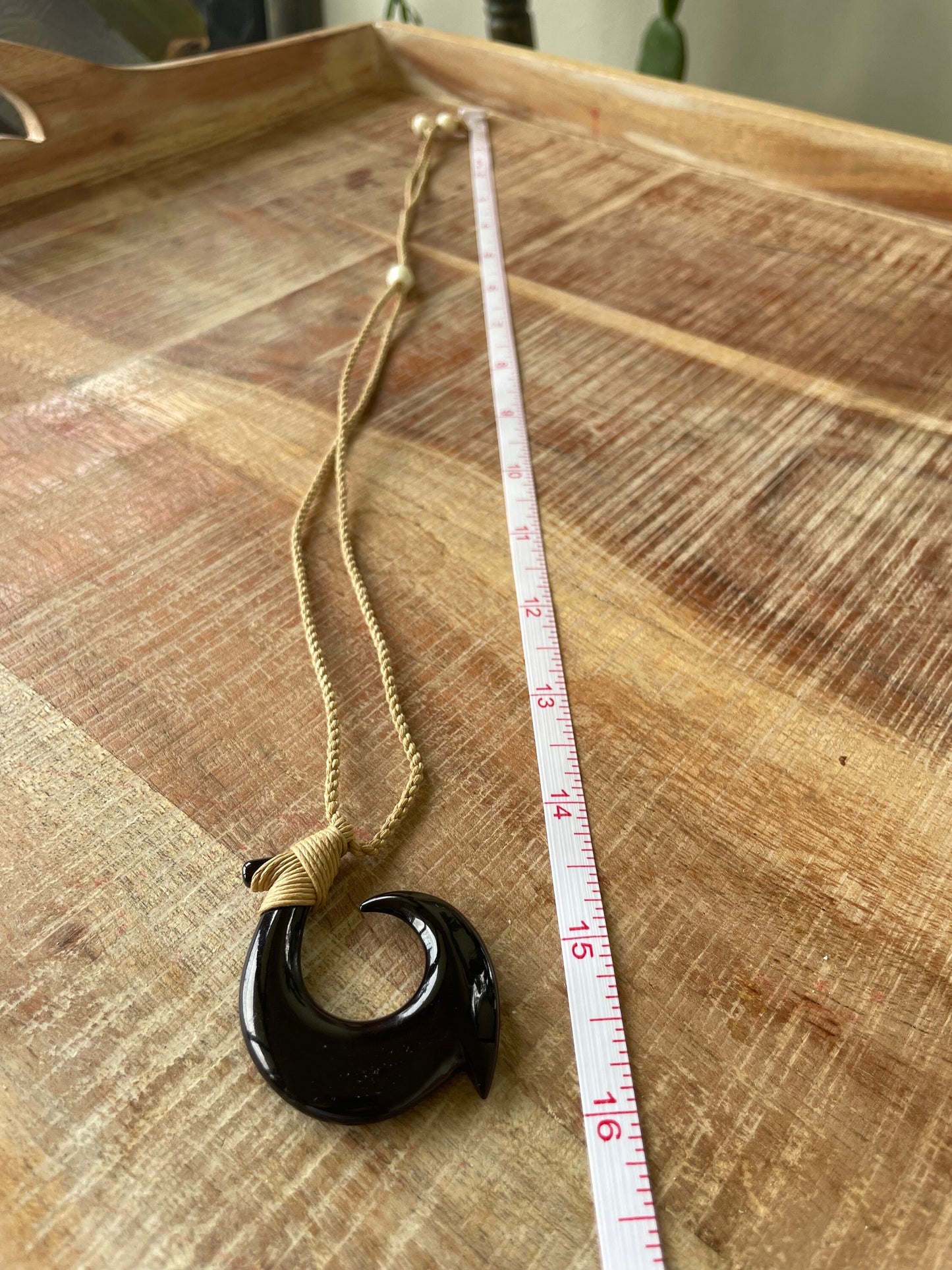 Hand Carved Buffalo Horn Bone Hei Makau Necklace – Polynesian Fish Hook